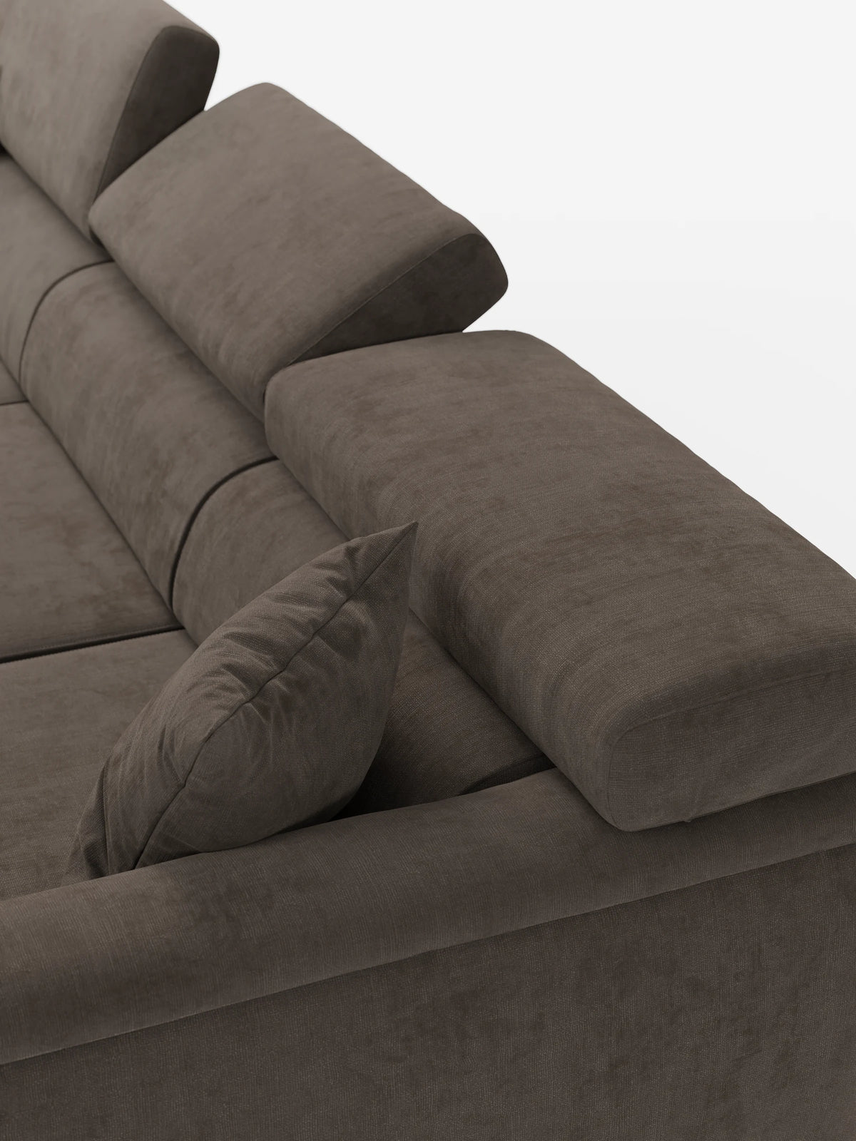 Caravaggio Sofa für 4 Personen mit drei ausziehbaren Sitzen und verstellbaren Kopfstützen aus fleckenabweisendem Stoff