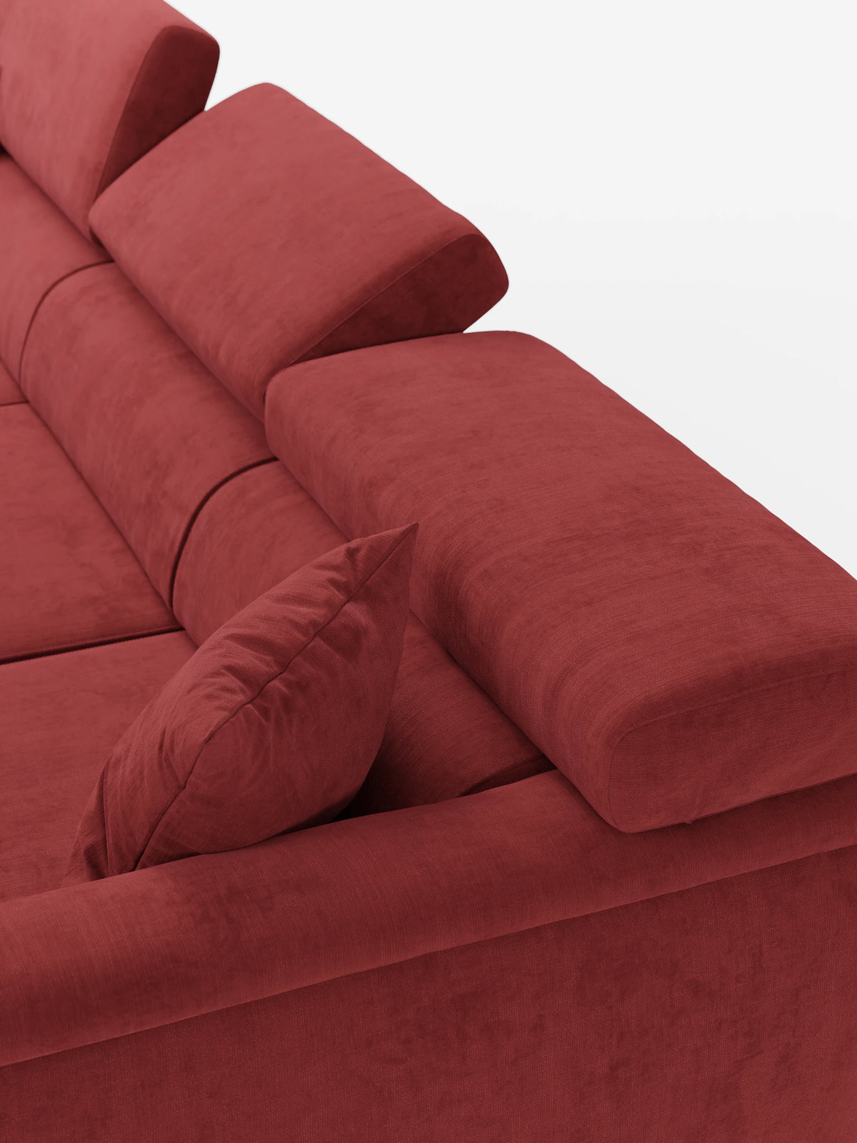 Caravaggio Sofa für 4 Personen mit drei ausziehbaren Sitzen und verstellbaren Kopfstützen aus fleckenabweisendem Stoff