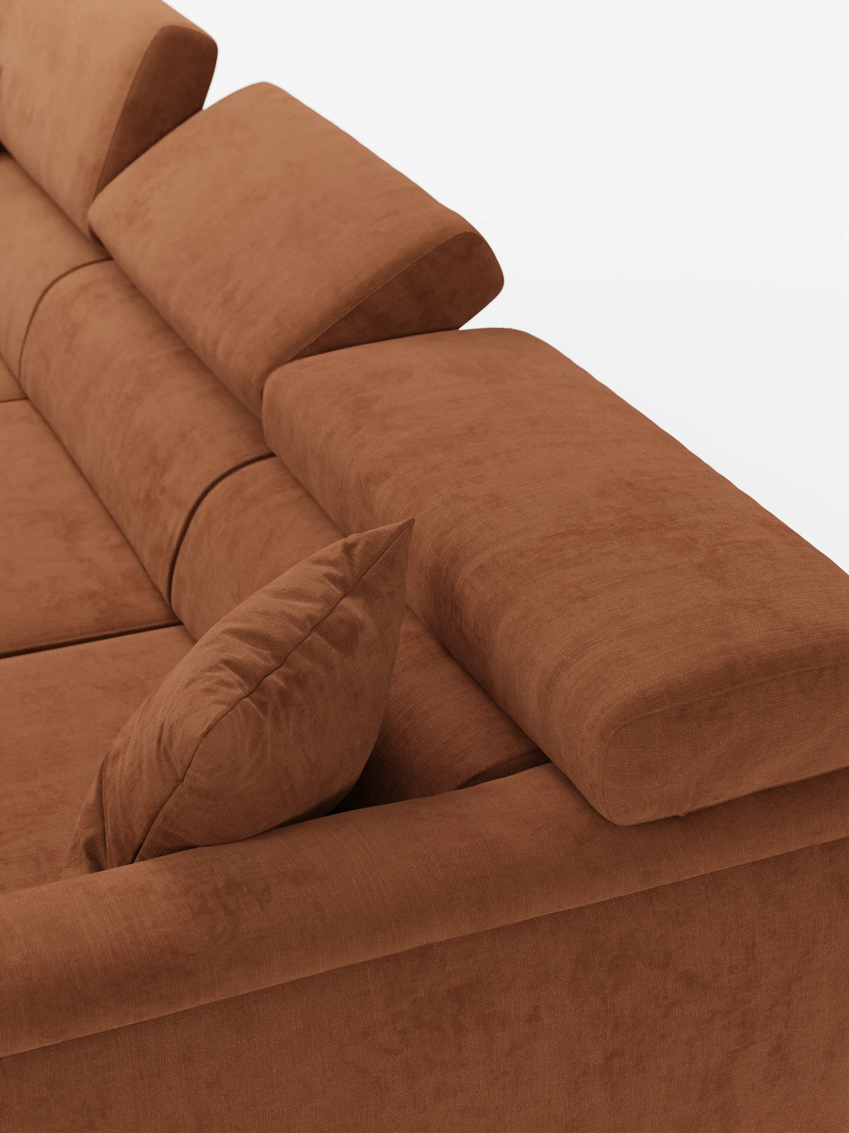 Caravaggio Sofa für 4 Personen mit drei ausziehbaren Sitzen und verstellbaren Kopfstützen aus fleckenabweisendem Stoff