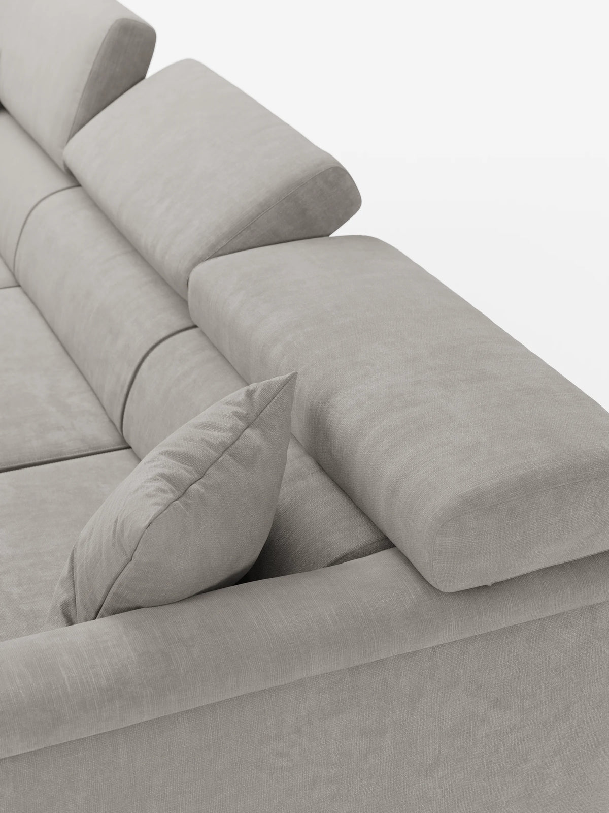 Caravaggio Sofa für 4 Personen mit drei ausziehbaren Sitzen und verstellbaren Kopfstützen aus fleckenabweisendem Stoff