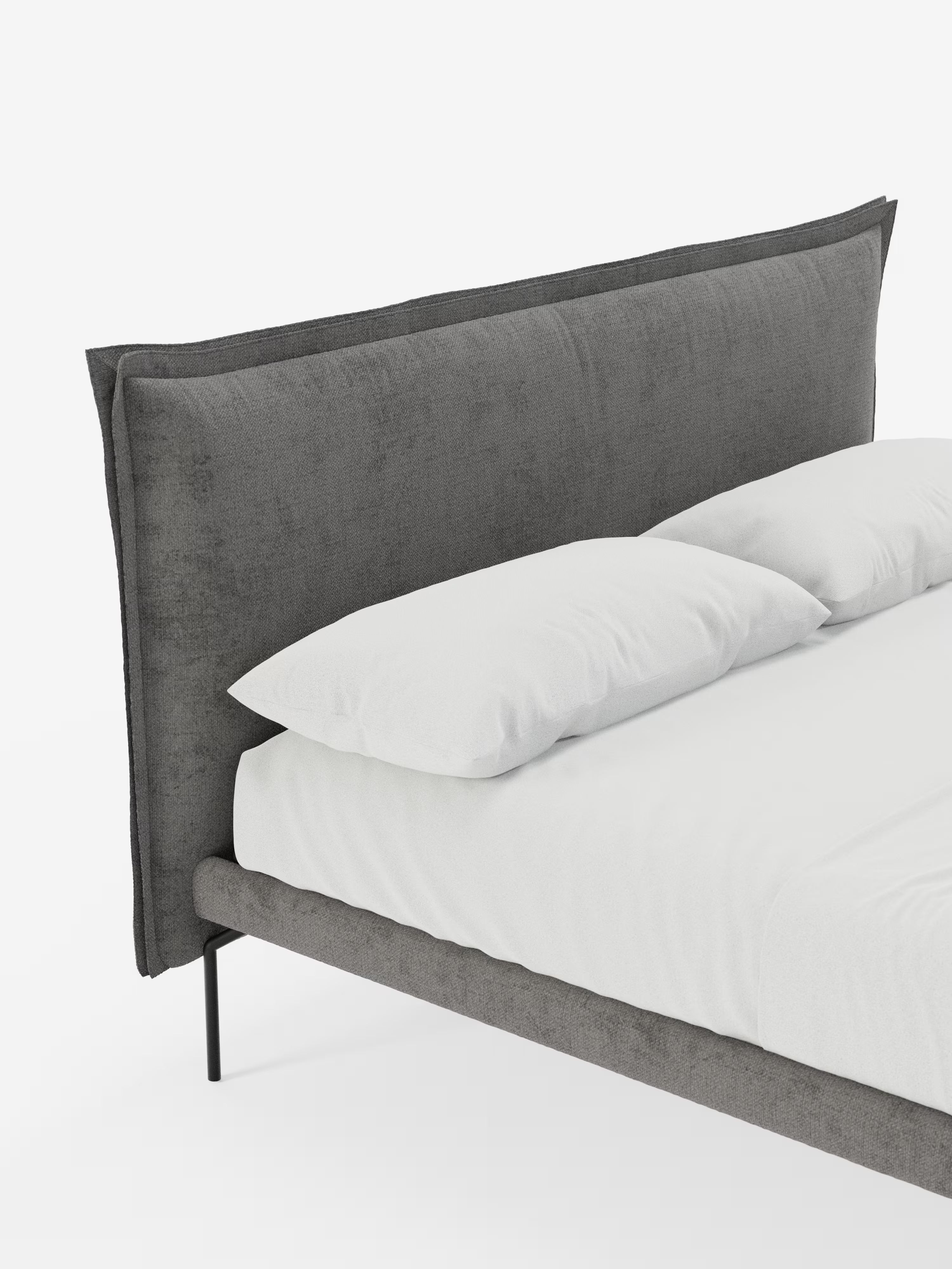 Eric Upholstered removable cover bed with steel legs in stain-resistant fabric