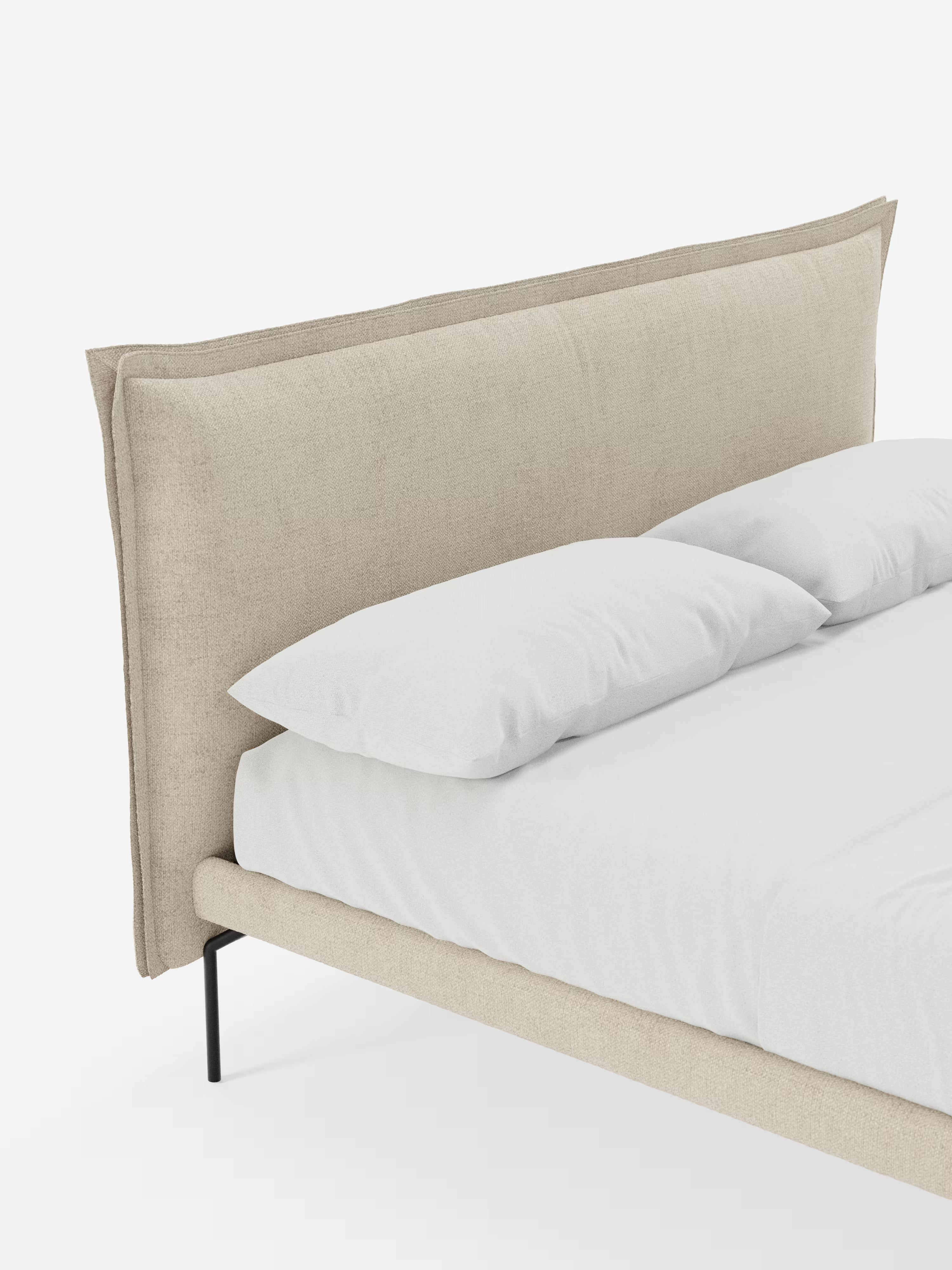 Eric Upholstered removable cover bed with steel legs in stain-resistant fabric