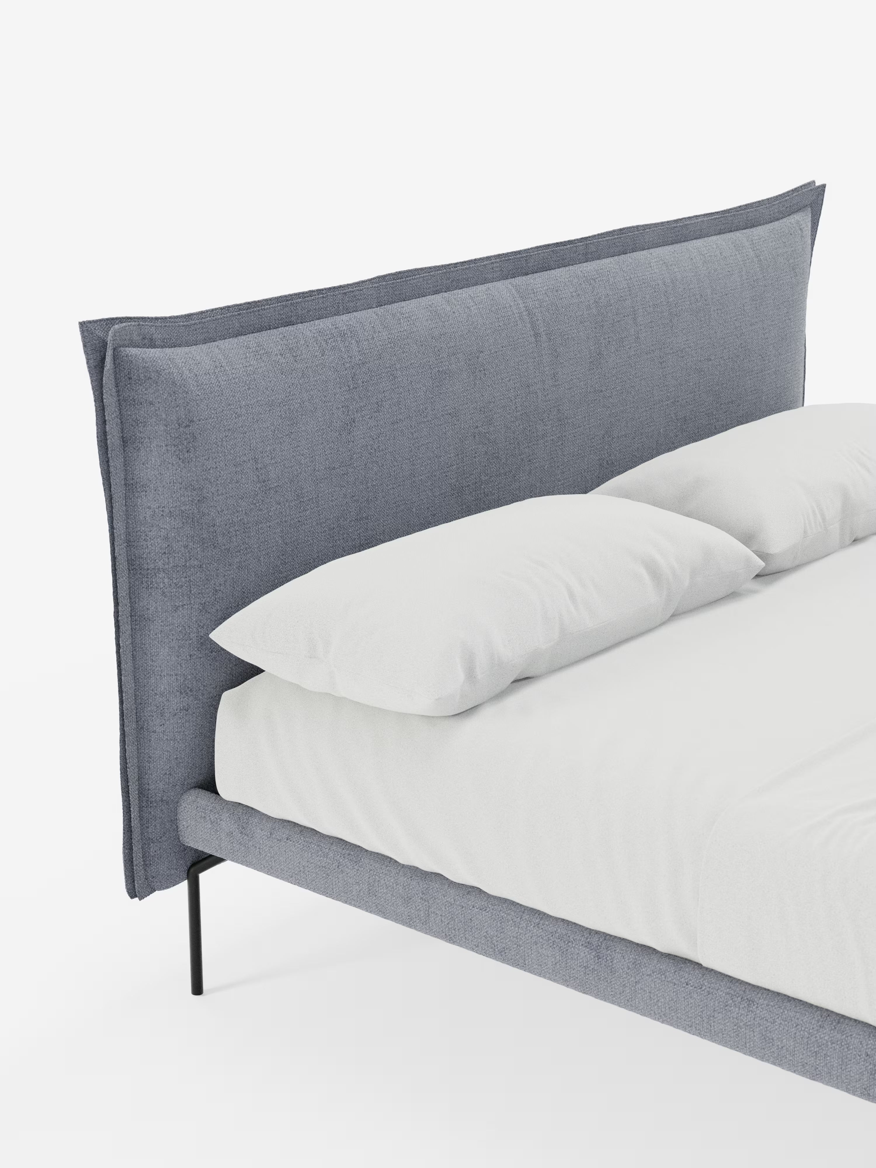 Eric Upholstered removable cover bed with steel legs in stain-resistant fabric