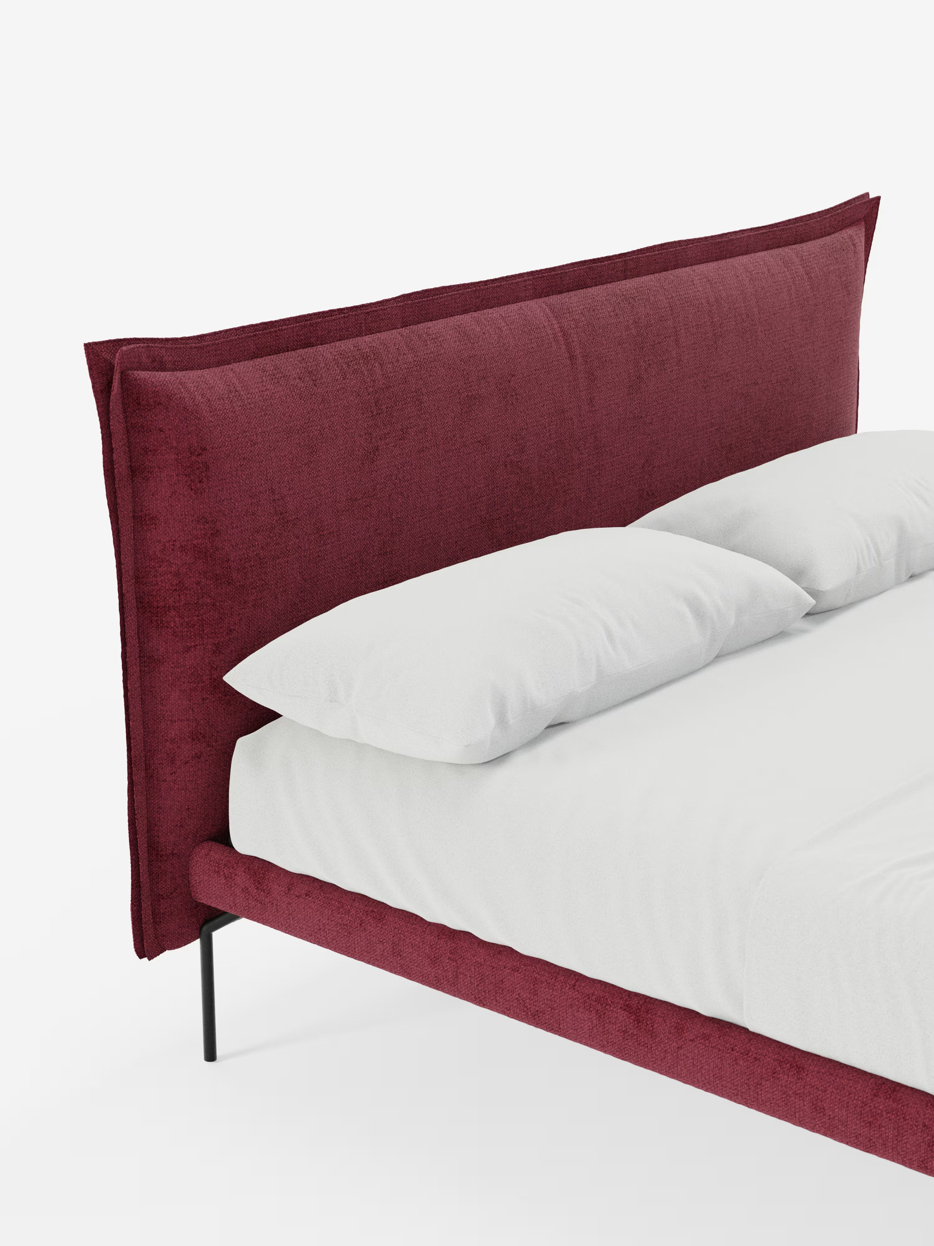 Eric Upholstered removable cover bed with steel legs in stain-resistant fabric