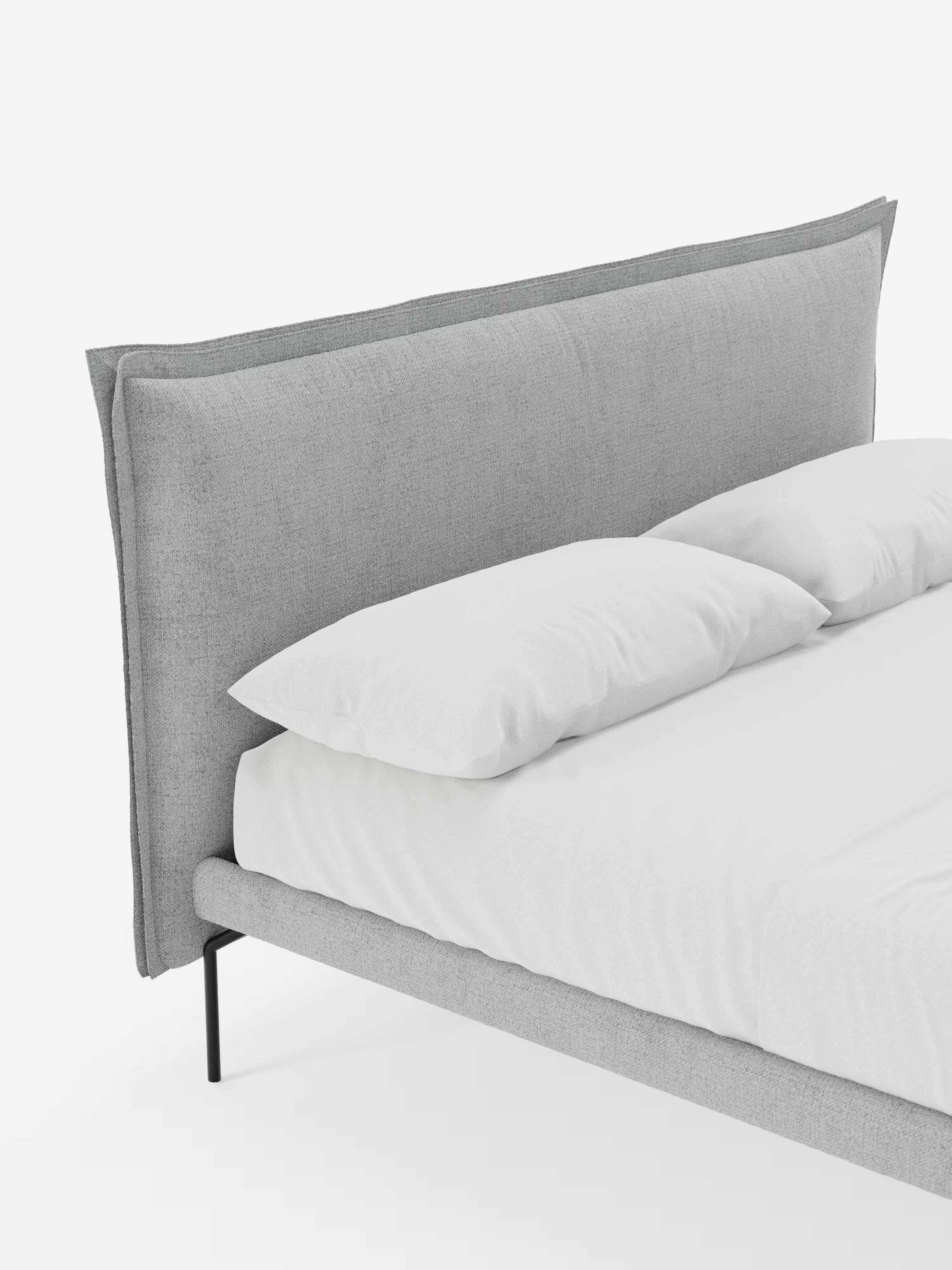 Eric Upholstered removable cover bed with steel legs in stain-resistant fabric