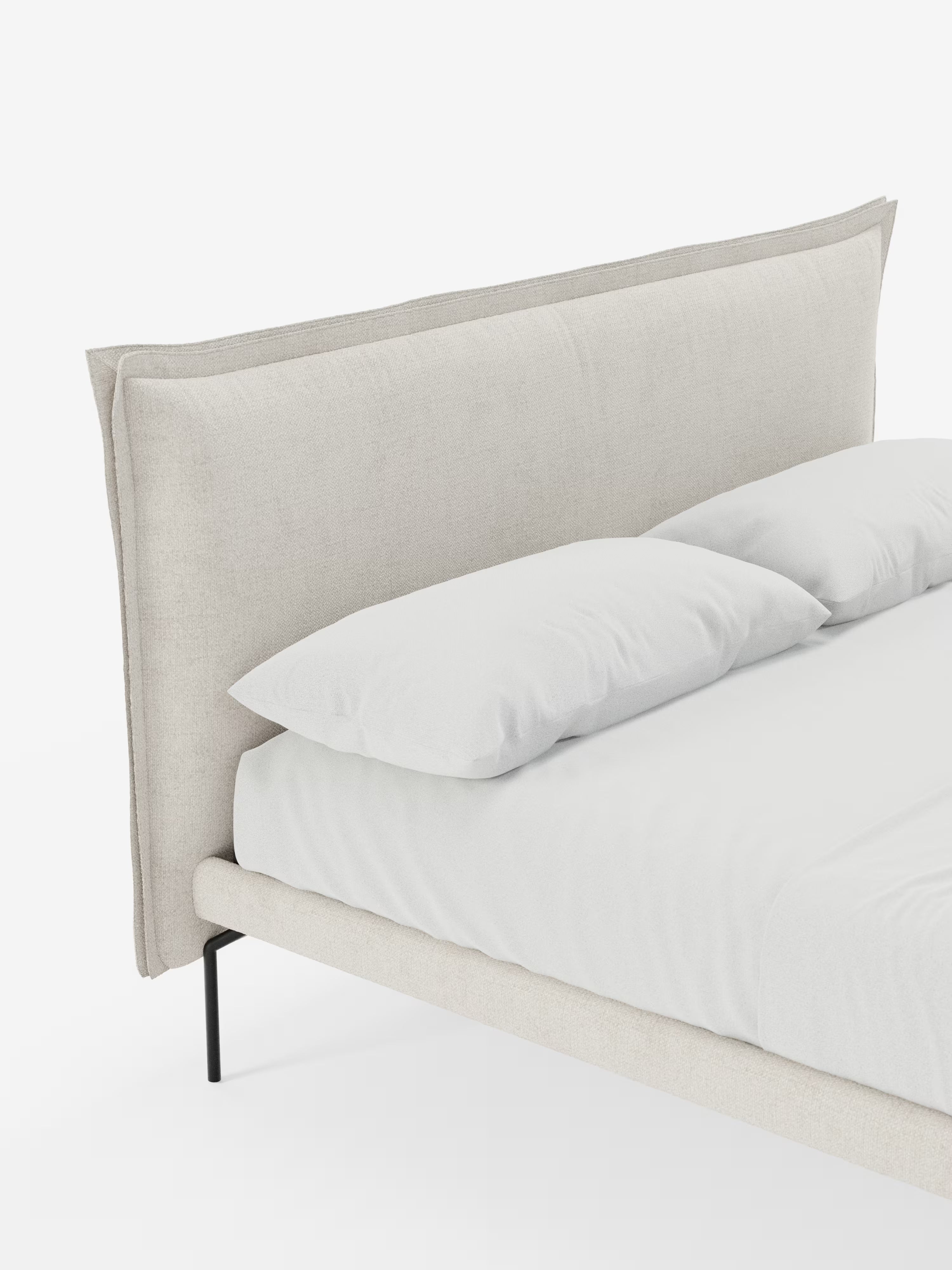 Eric Upholstered removable cover bed with steel legs in stain-resistant fabric