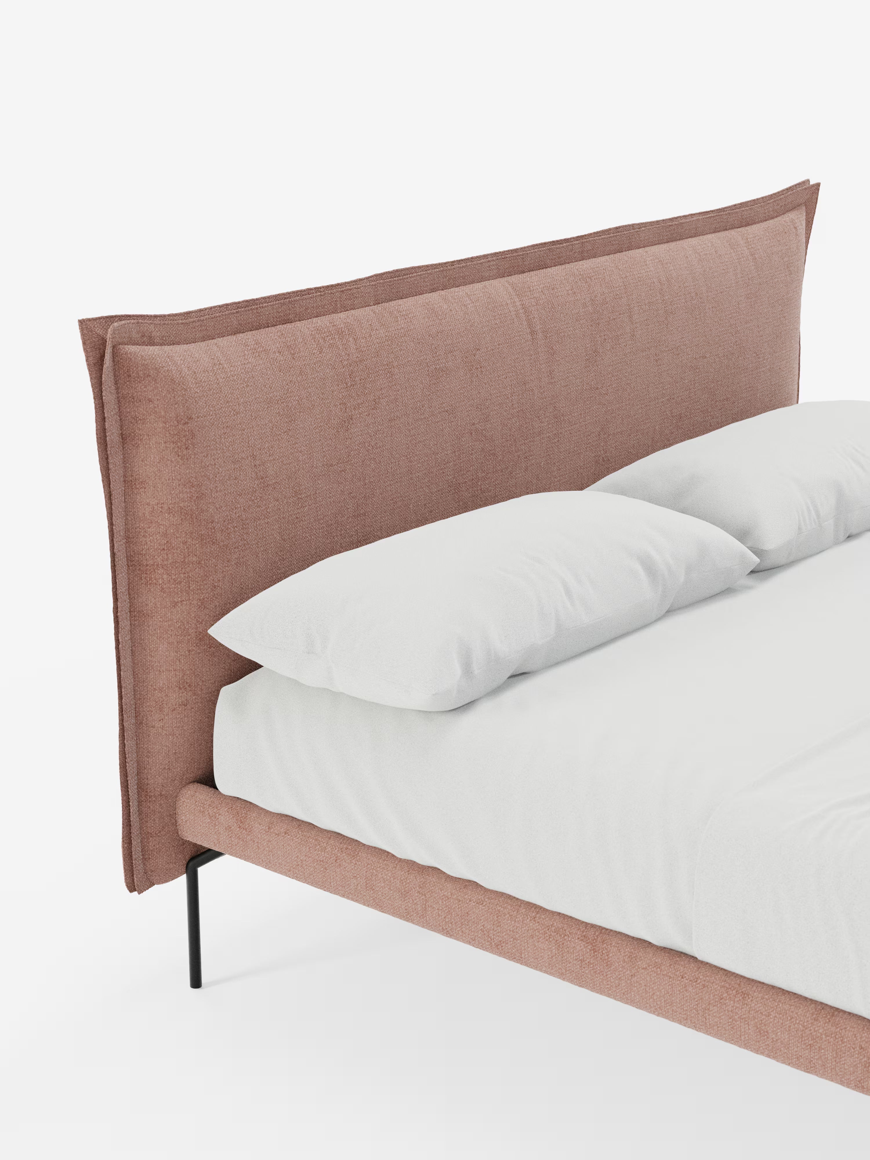 Eric Upholstered removable cover bed with steel legs in stain-resistant fabric