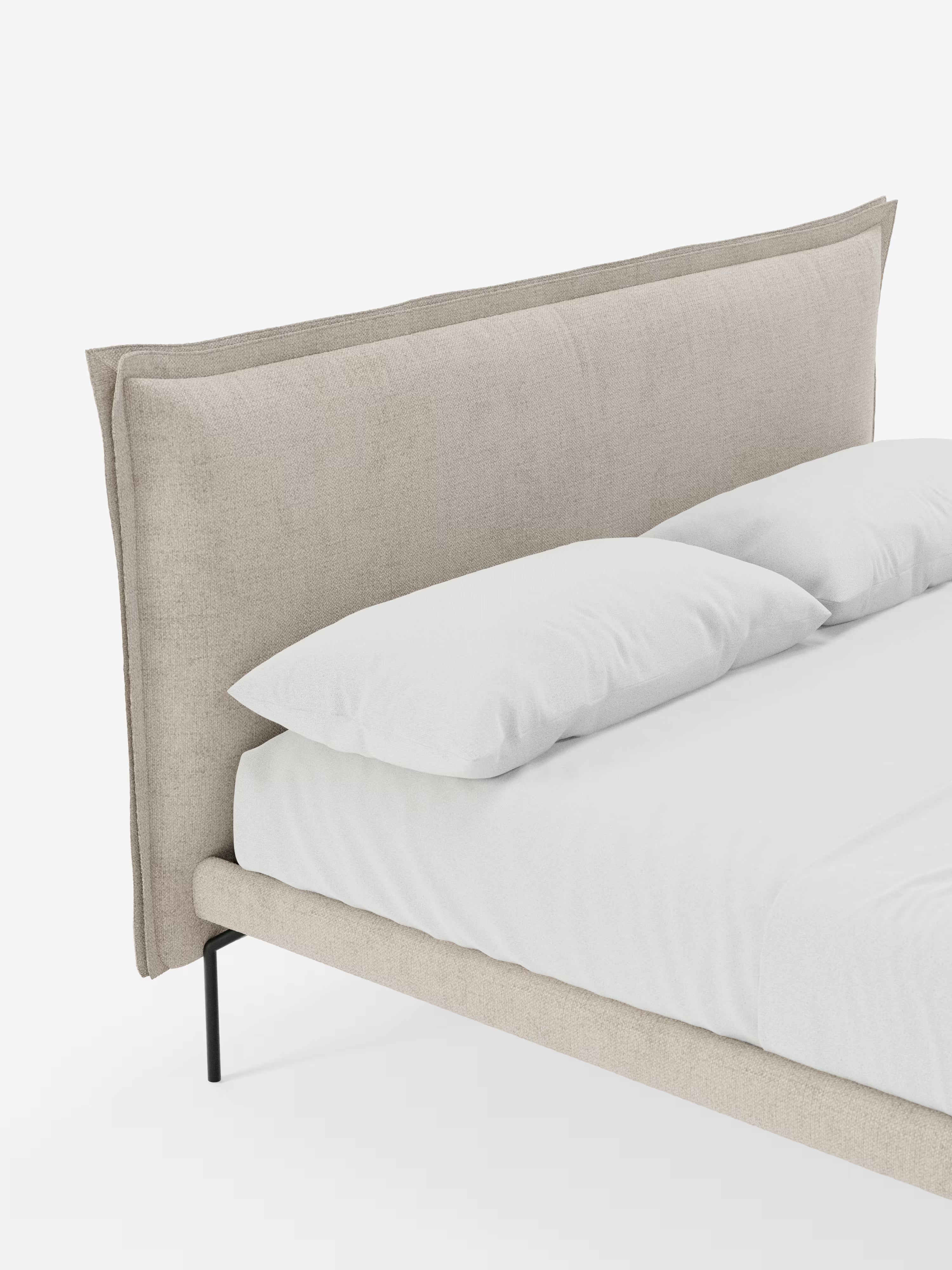 Eric Upholstered removable cover bed with steel legs in stain-resistant fabric
