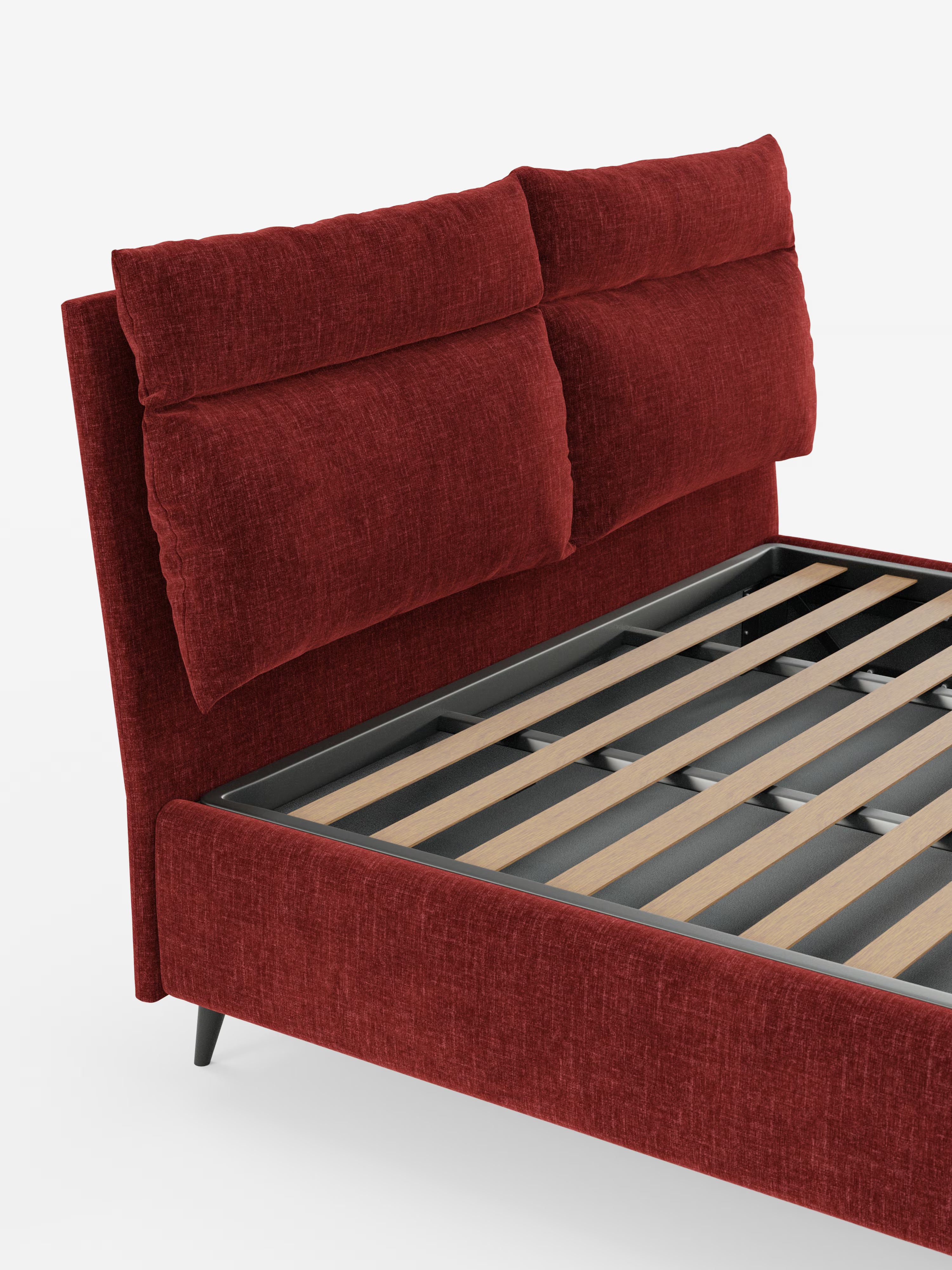 Jerry Upholstered storage bed with reclining cushions in stain-resistant chenille fabric Quick-Clean