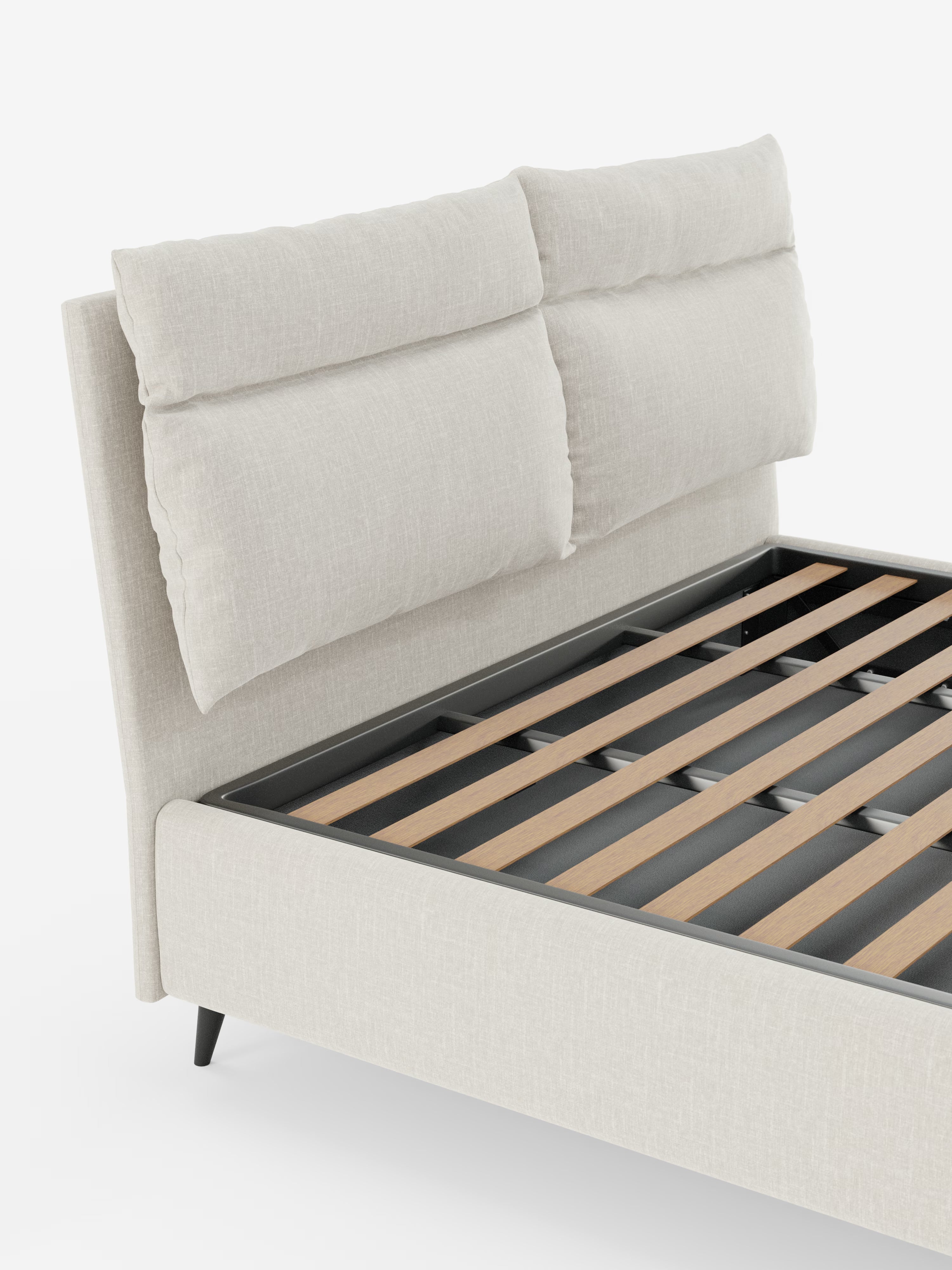 Jerry Upholstered storage bed with reclining cushions in stain-resistant chenille fabric Quick-Clean