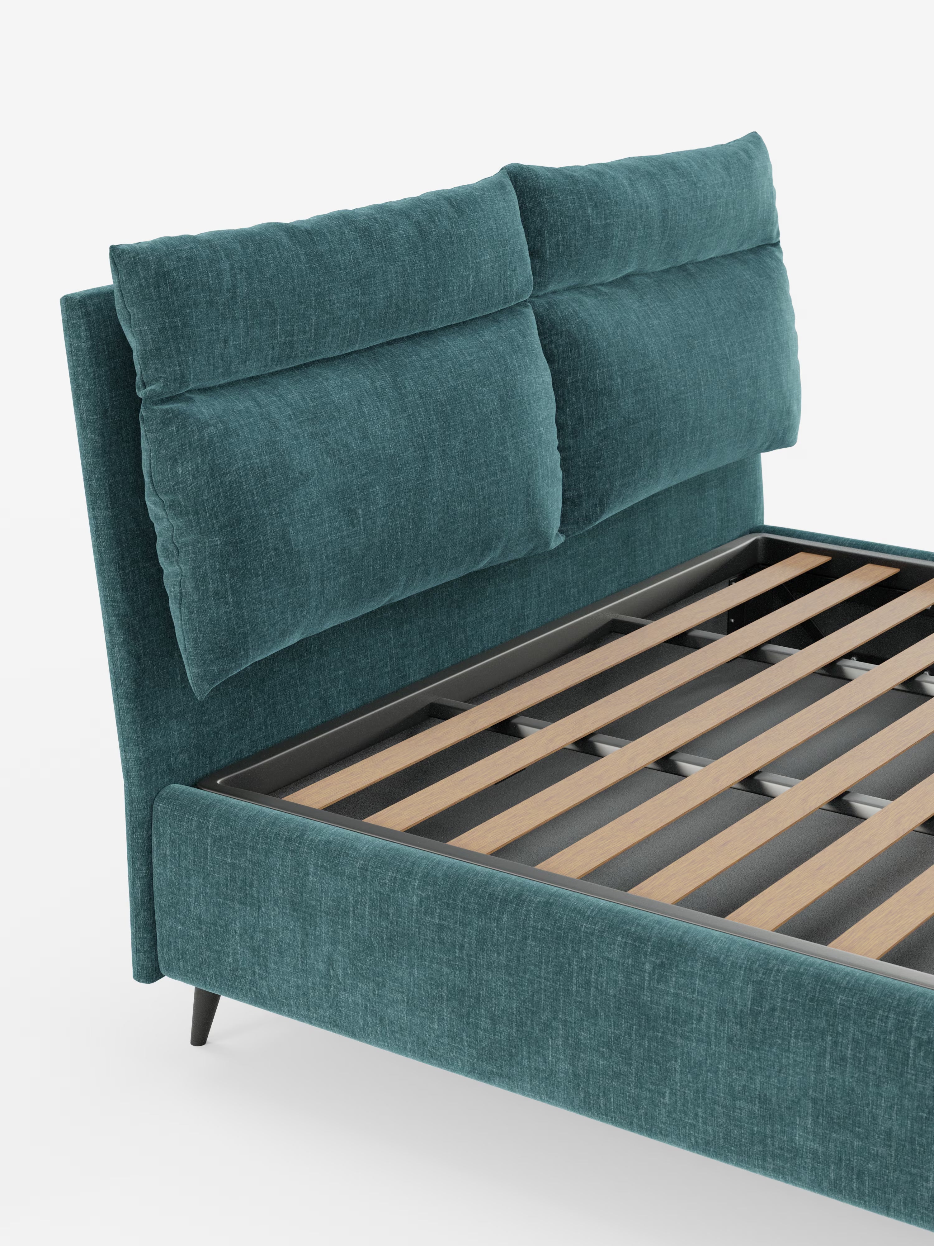 Jerry Upholstered storage bed with reclining cushions in stain-resistant chenille fabric Quick-Clean