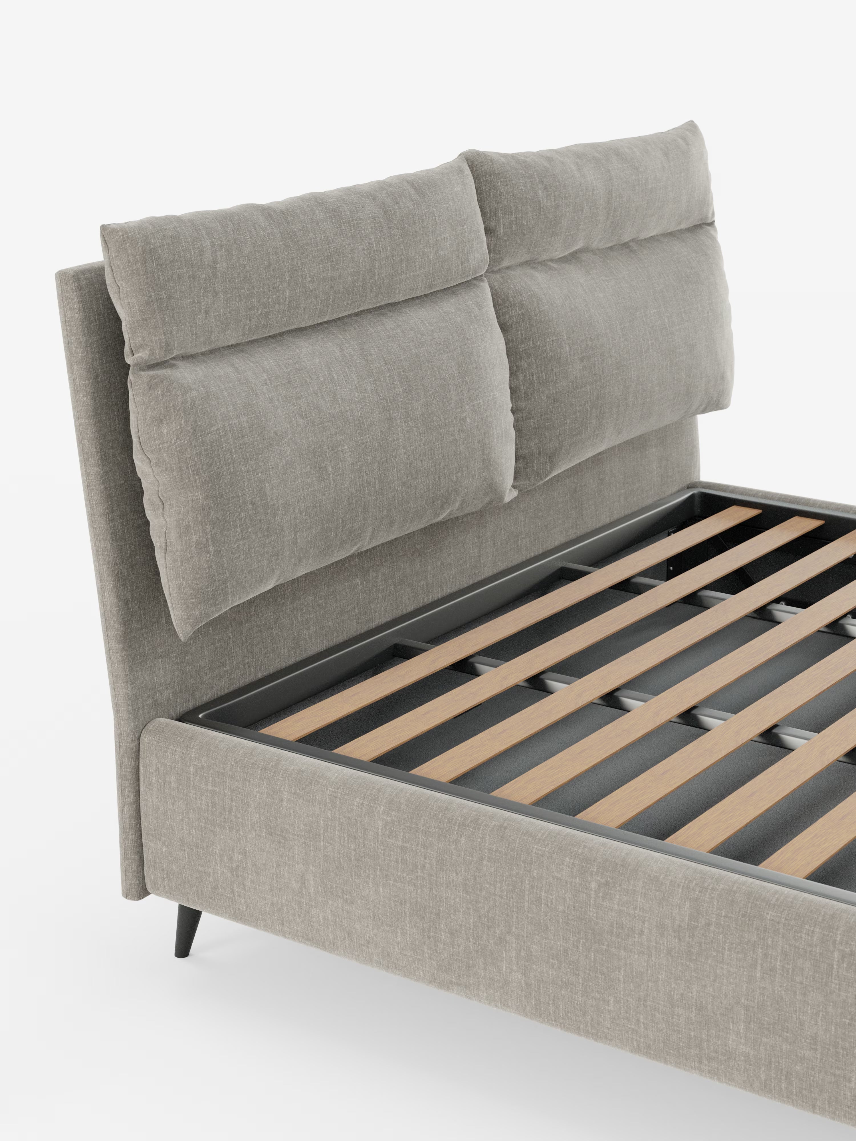 Jerry Upholstered storage bed with reclining cushions in stain-resistant chenille fabric Quick-Clean