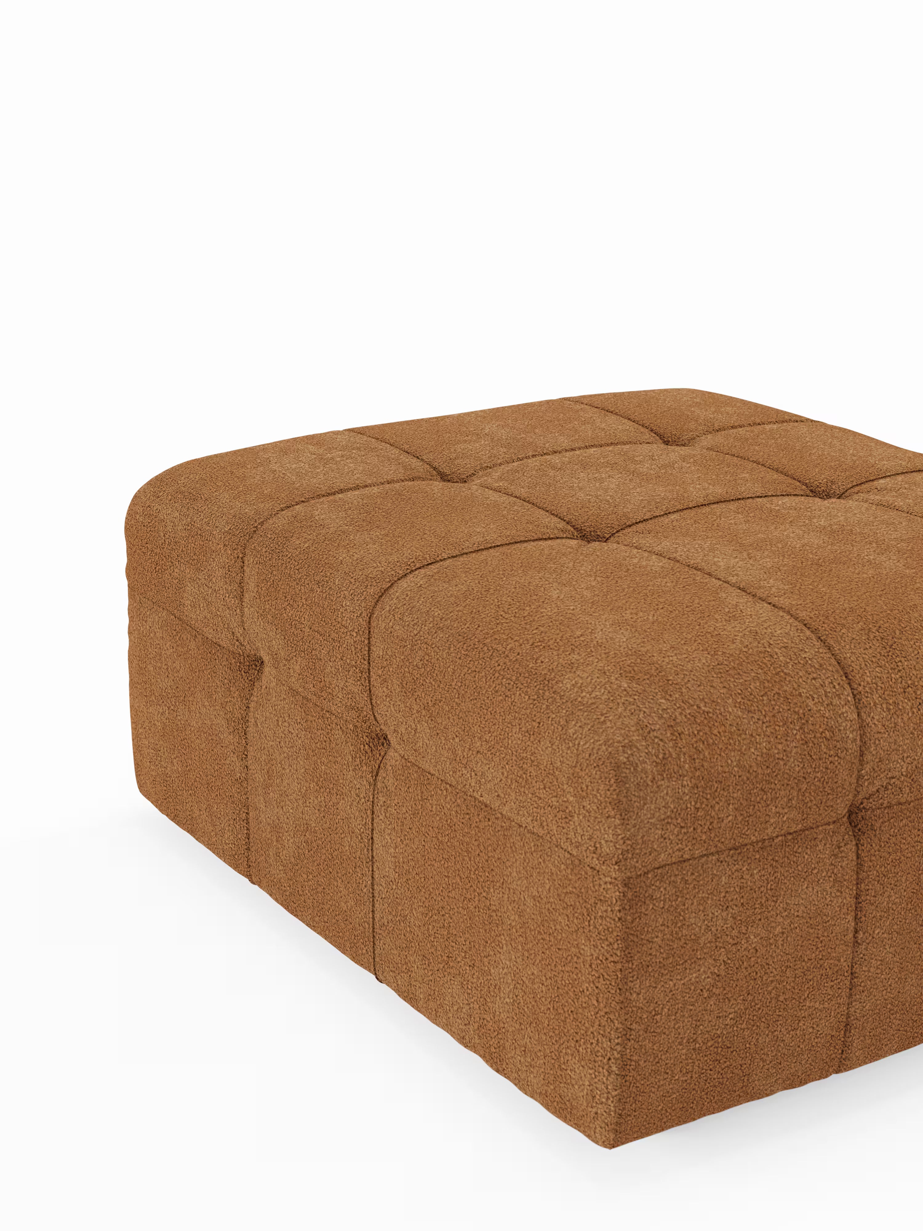 Mosaic puf moderno modular en tela bouclé antimanchas – capitoné y modular