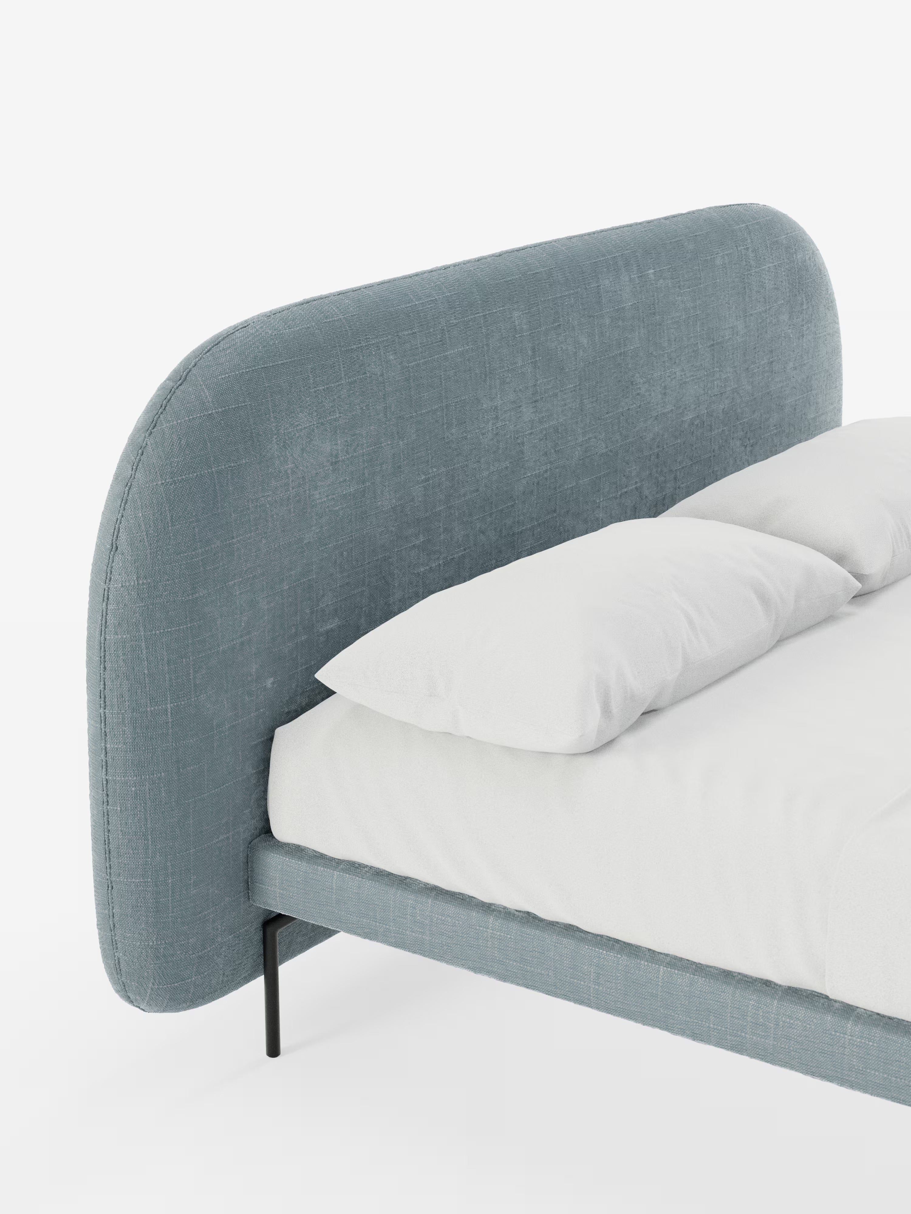 Soleil Cama acolchada de diseño con patas de metal y tejido jacquard antimanchas