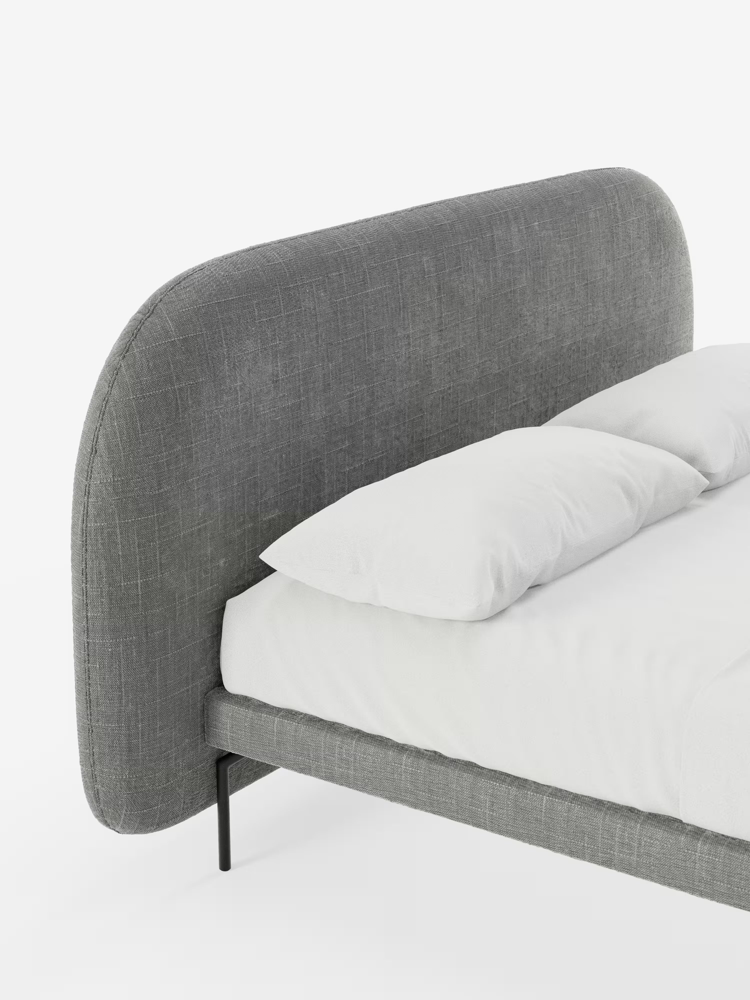 Soleil Cama acolchada de diseño con patas de metal y tejido jacquard antimanchas
