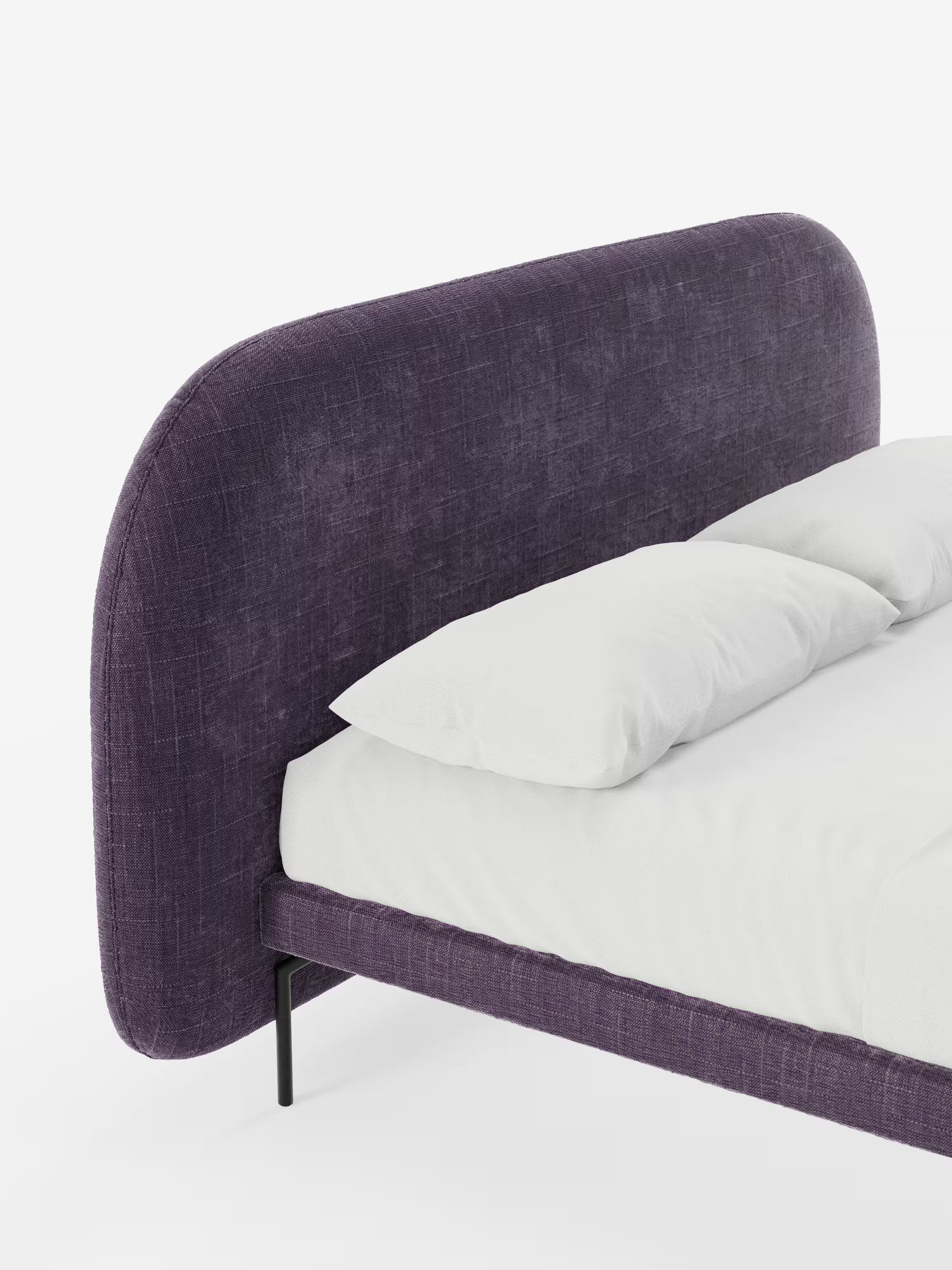 Soleil Cama acolchada de diseño con patas de metal y tejido jacquard antimanchas