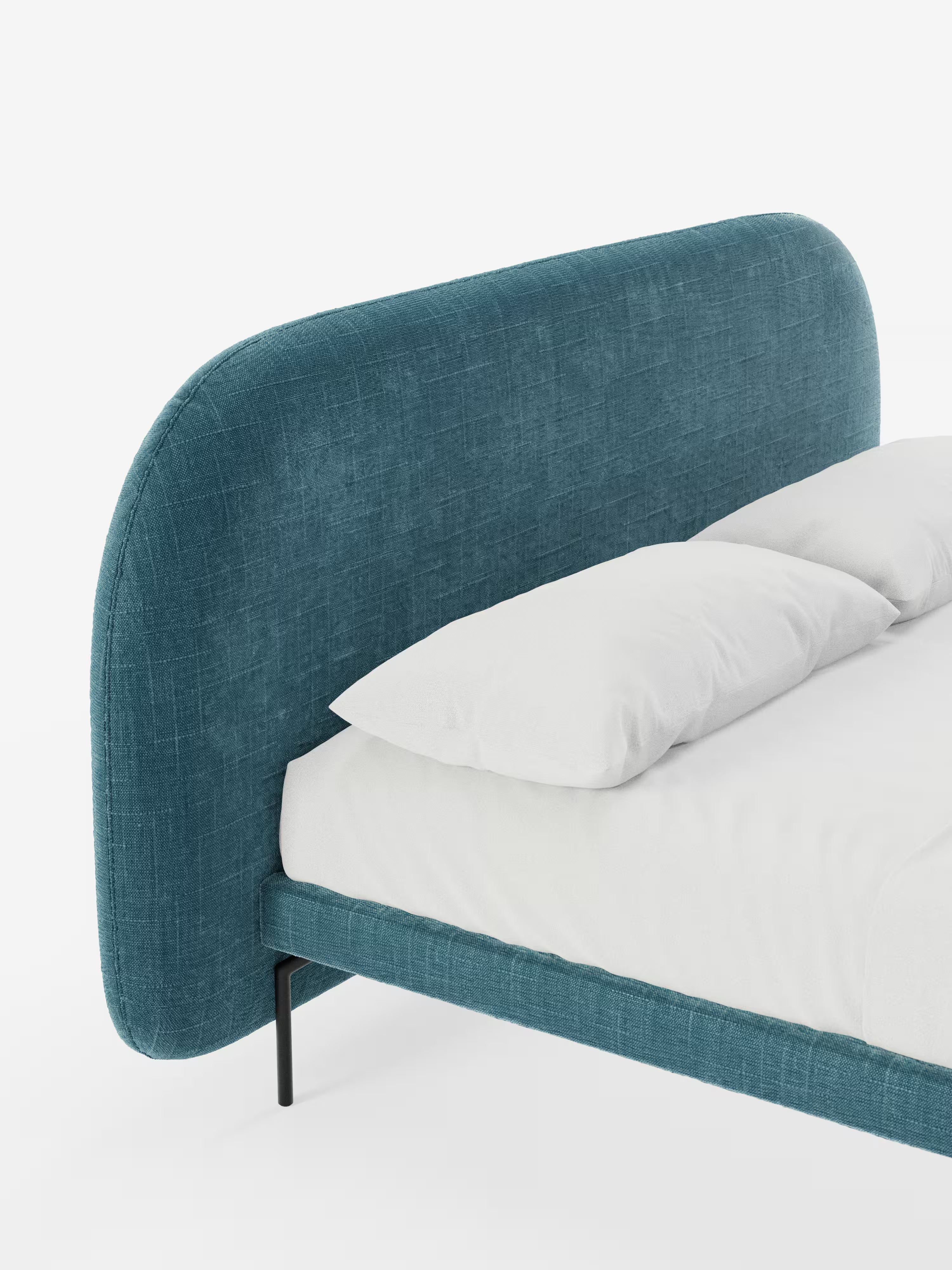 Soleil Cama acolchada de diseño con patas de metal y tejido jacquard antimanchas