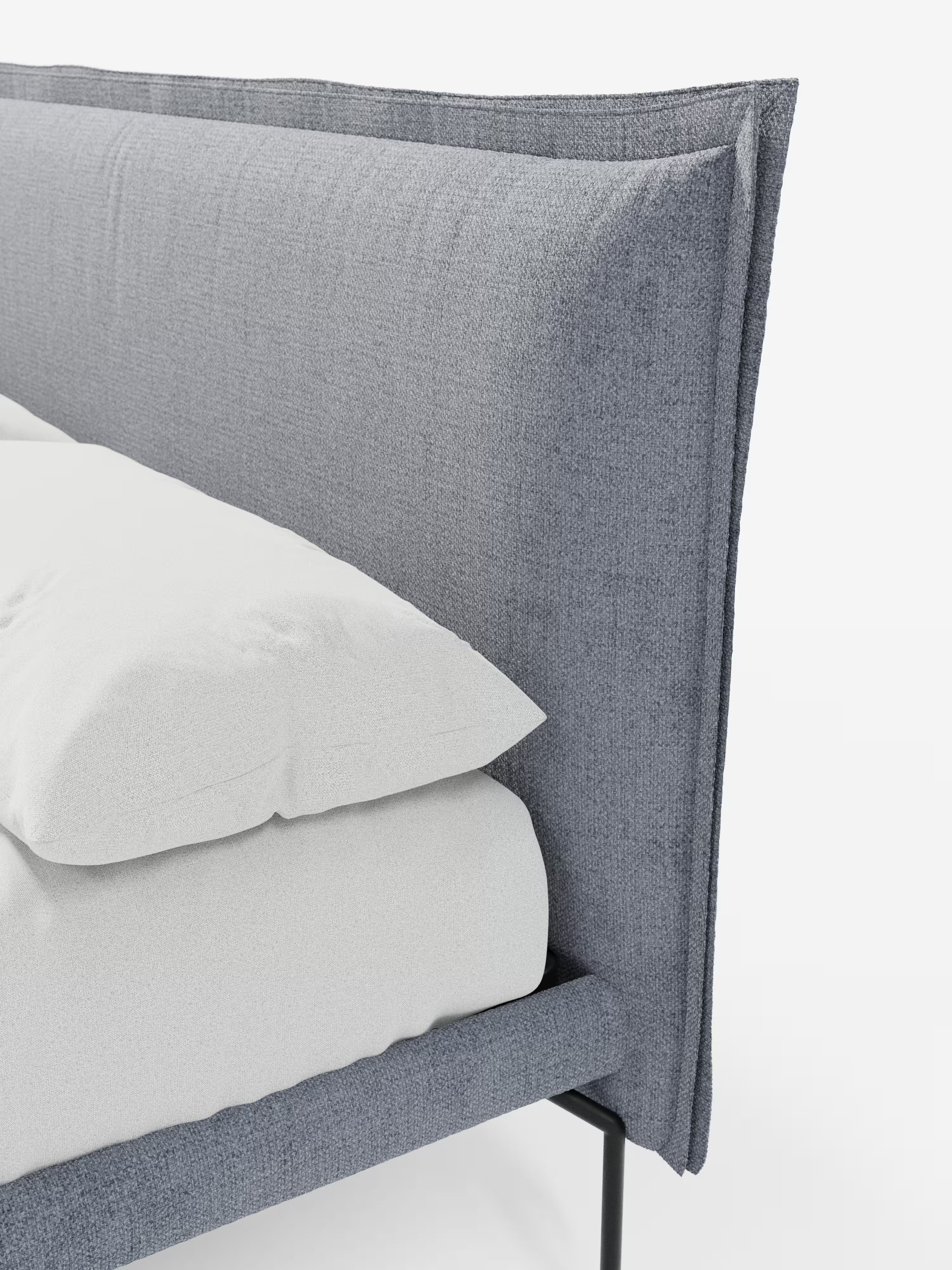 Eric Upholstered removable cover bed with steel legs in stain-resistant fabric