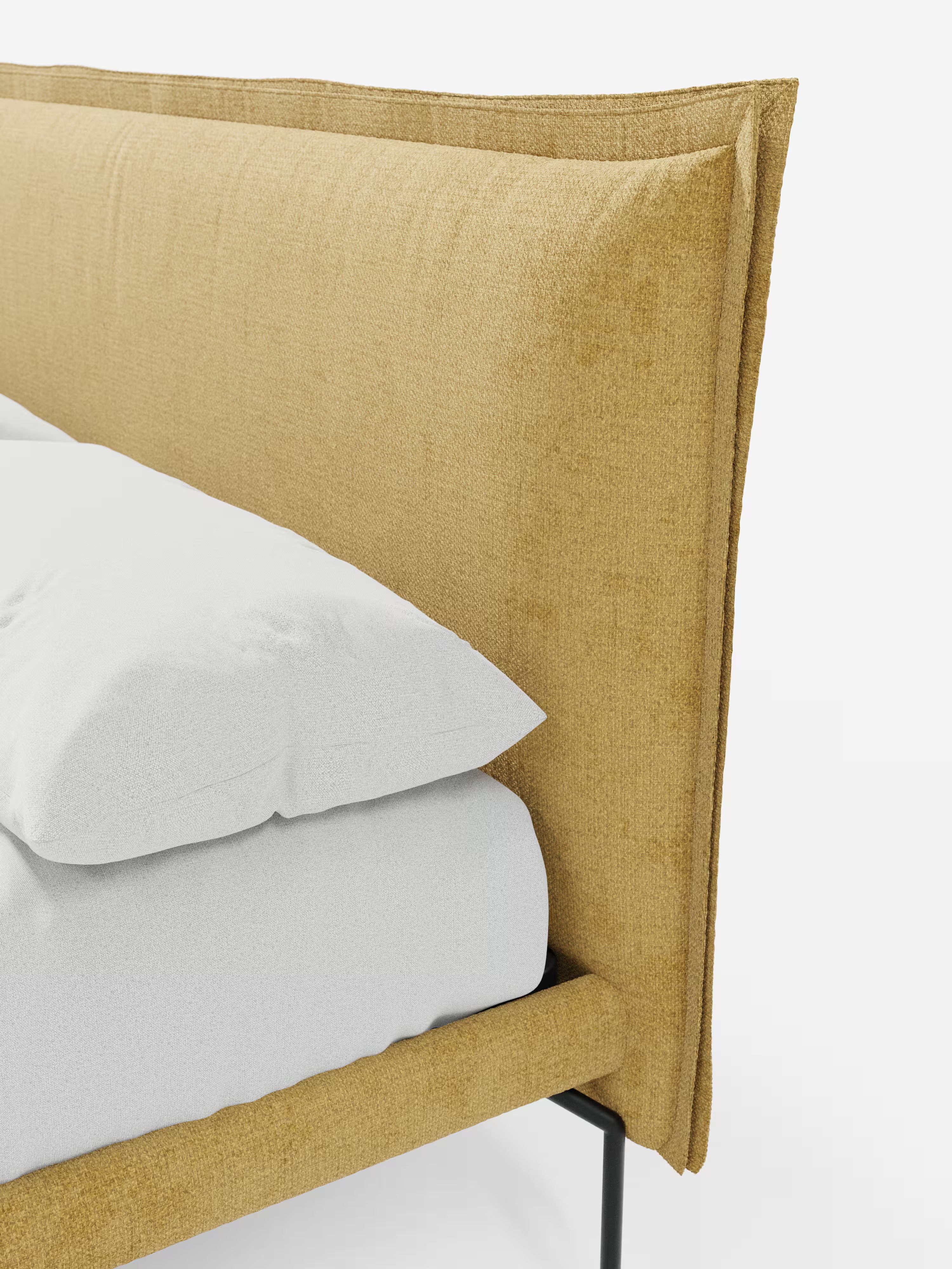 Eric Upholstered removable cover bed with steel legs in stain-resistant fabric