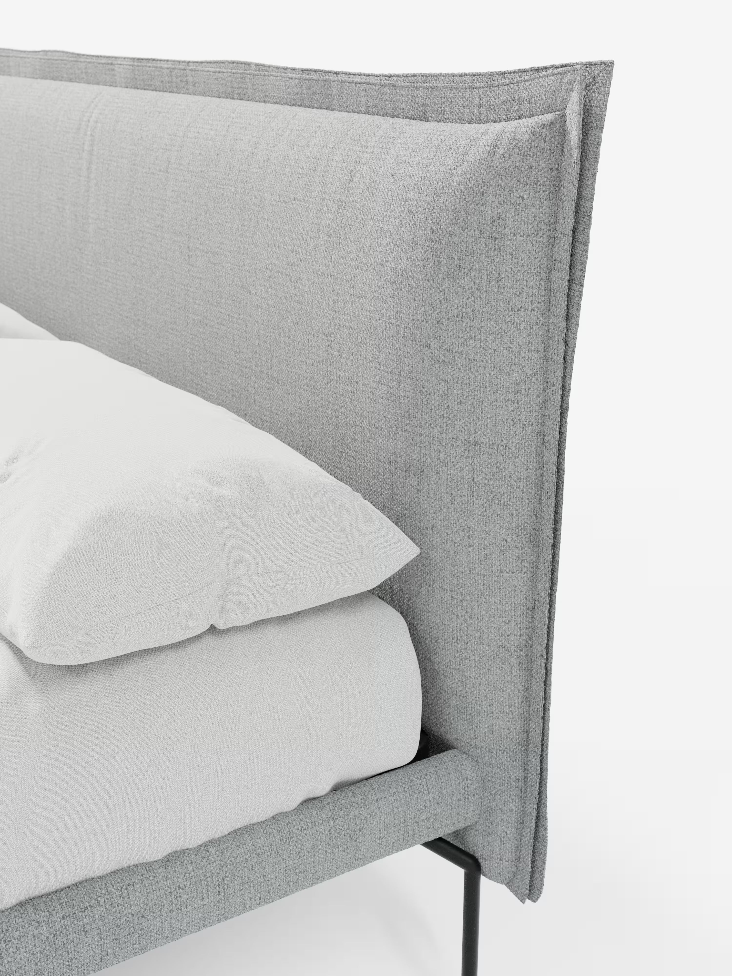 Eric Upholstered removable cover bed with steel legs in stain-resistant fabric