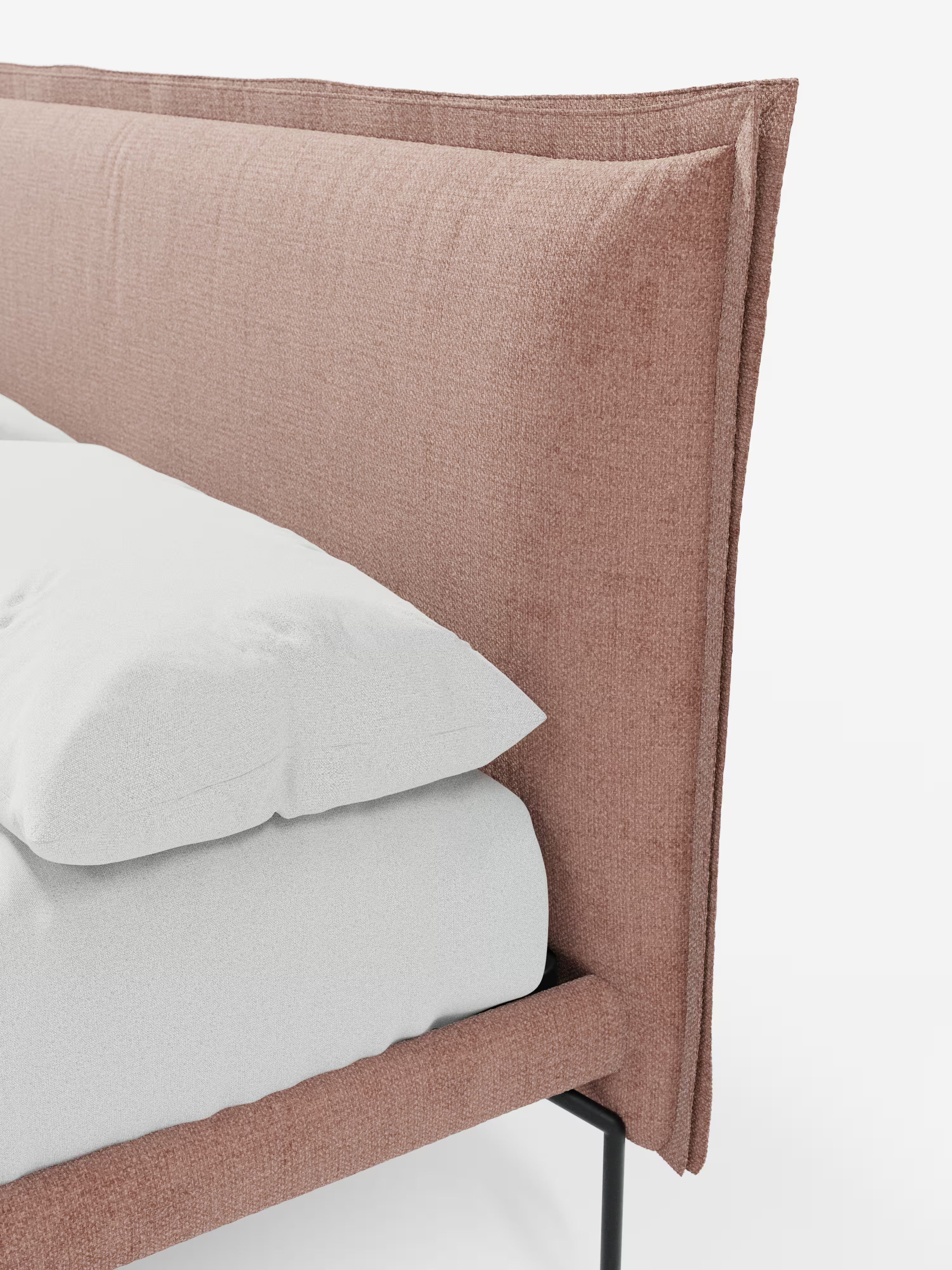 Eric Upholstered removable cover bed with steel legs in stain-resistant fabric