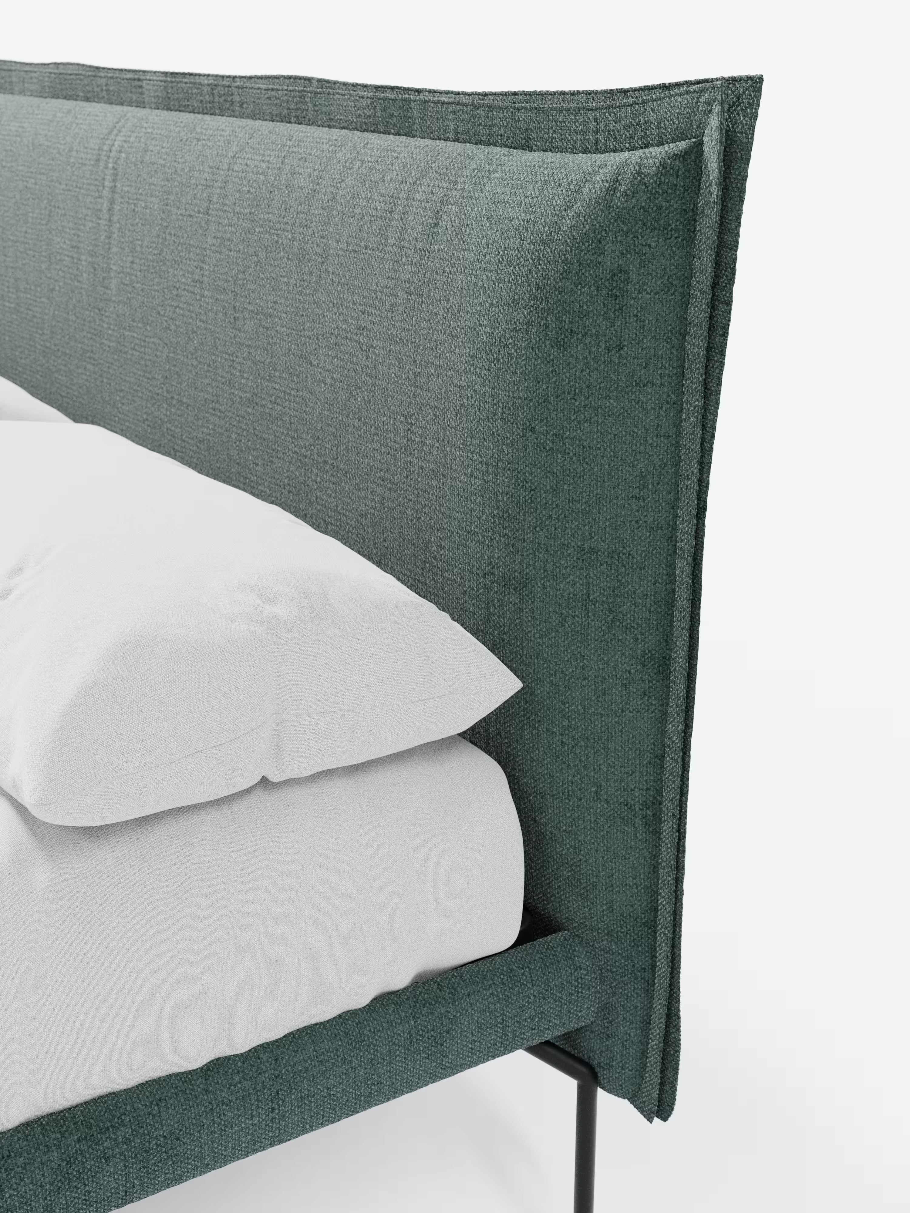 Eric Upholstered removable cover bed with steel legs in stain-resistant fabric