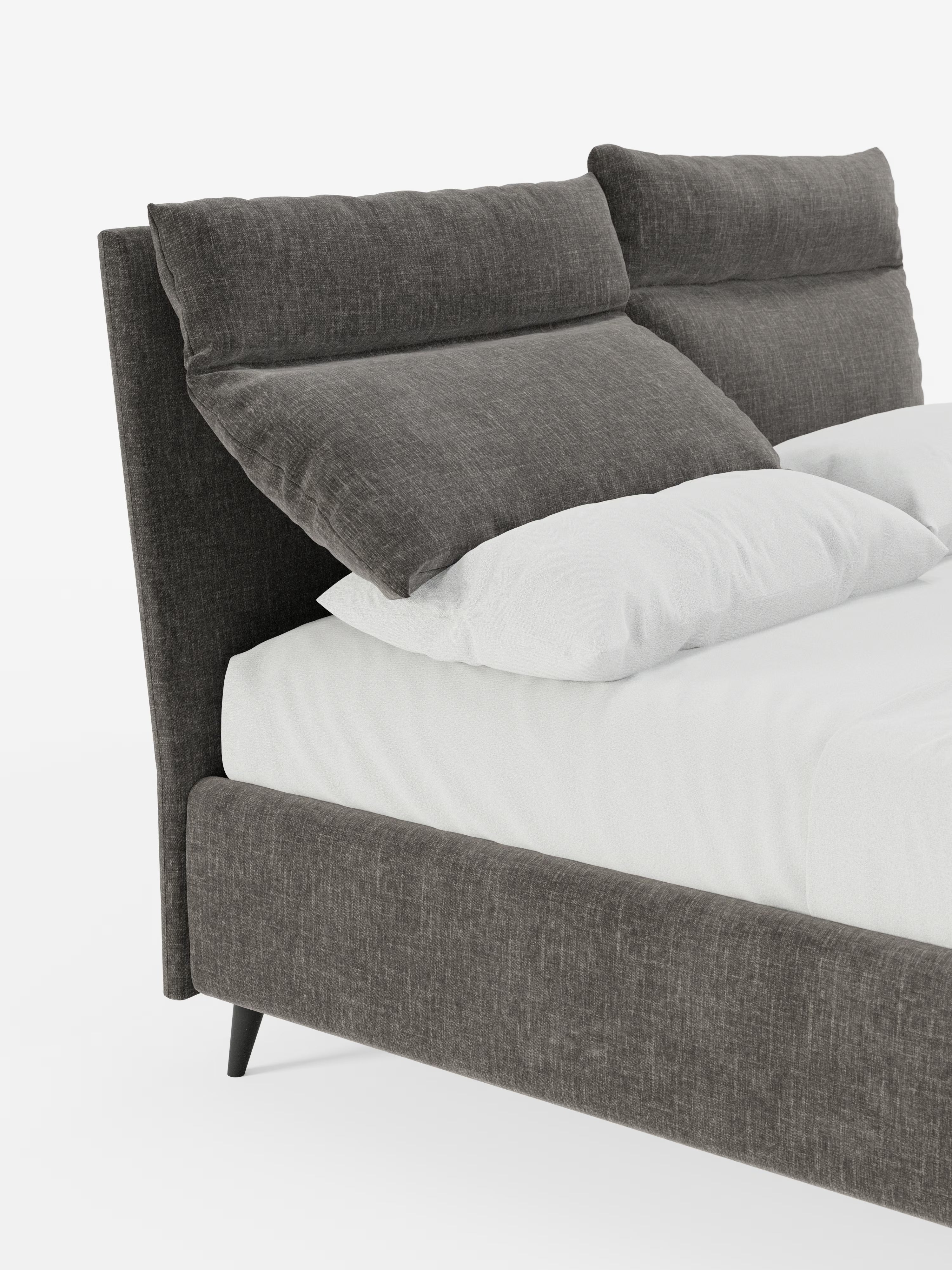 Jerry Upholstered storage bed with reclining cushions in stain-resistant chenille fabric Quick-Clean