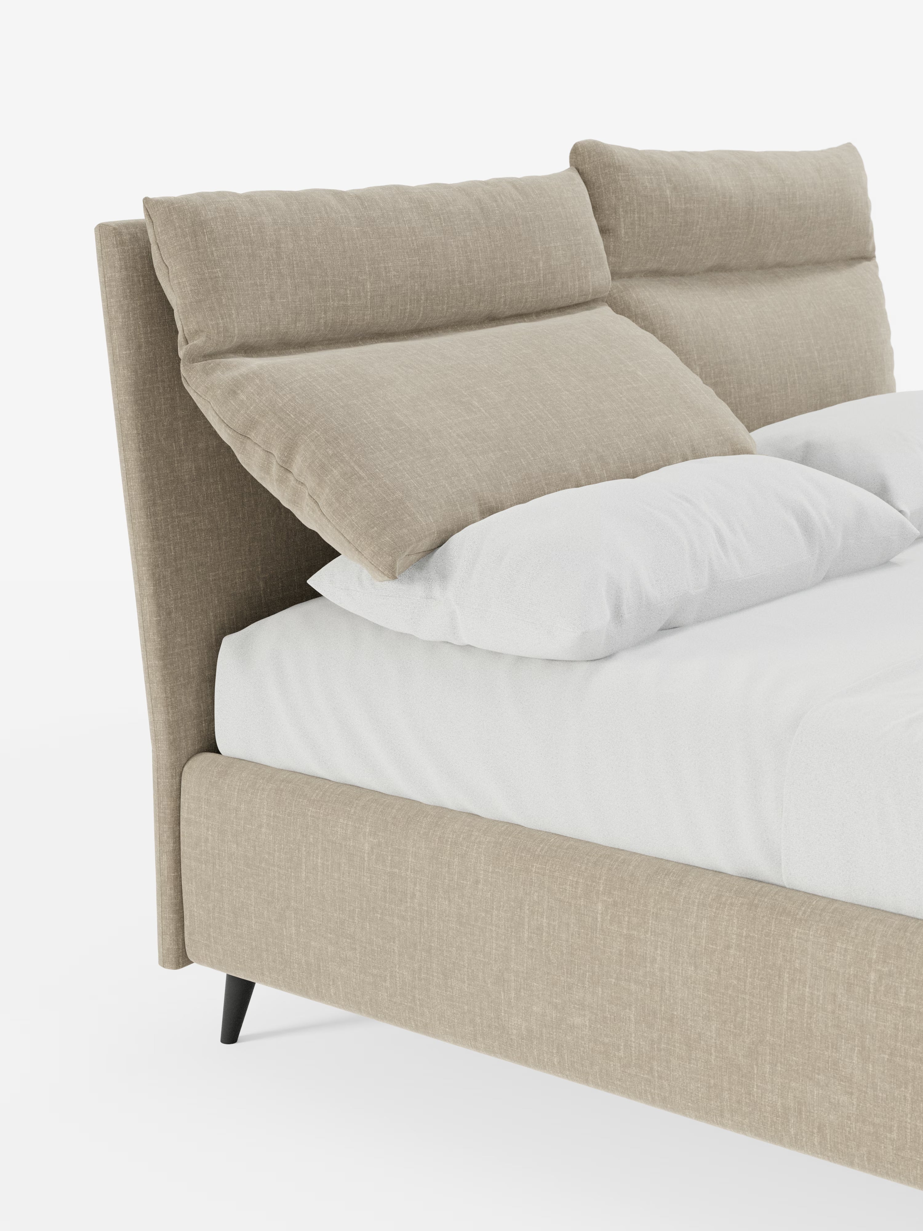 Jerry Upholstered storage bed with reclining cushions in stain-resistant chenille fabric Quick-Clean