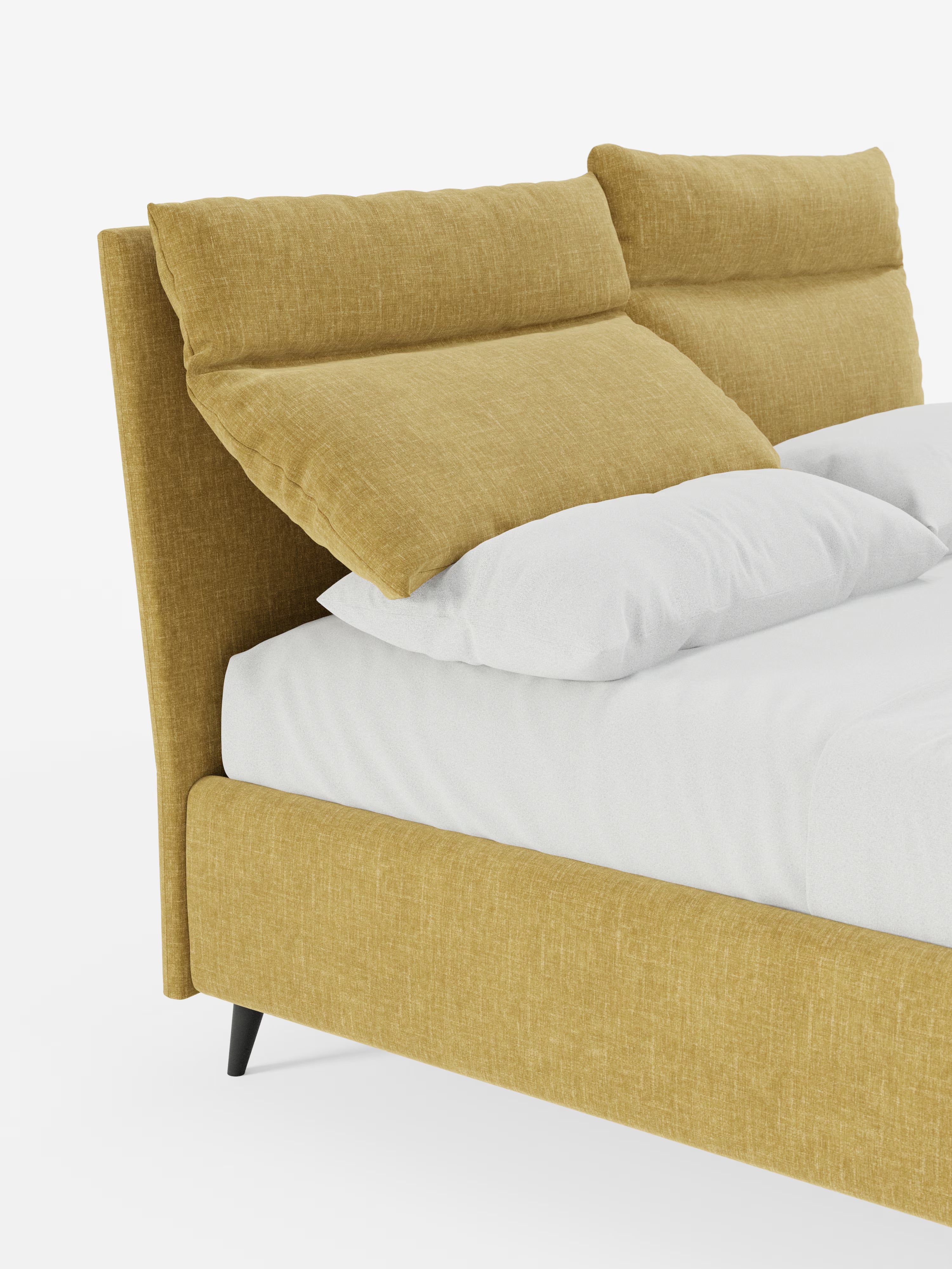 Jerry Upholstered storage bed with reclining cushions in stain-resistant chenille fabric Quick-Clean