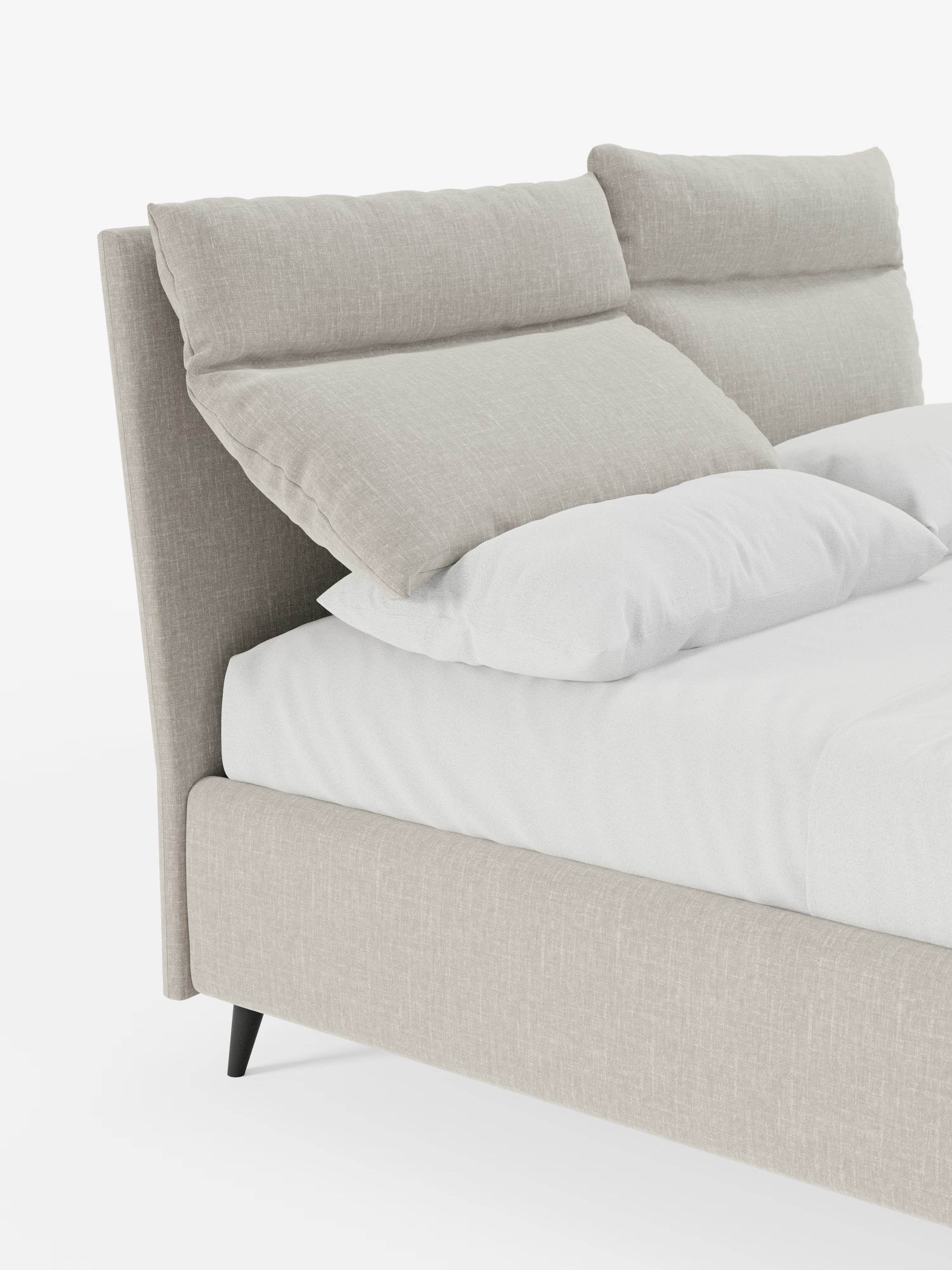 Jerry Upholstered storage bed with reclining cushions in stain-resistant chenille fabric Quick-Clean
