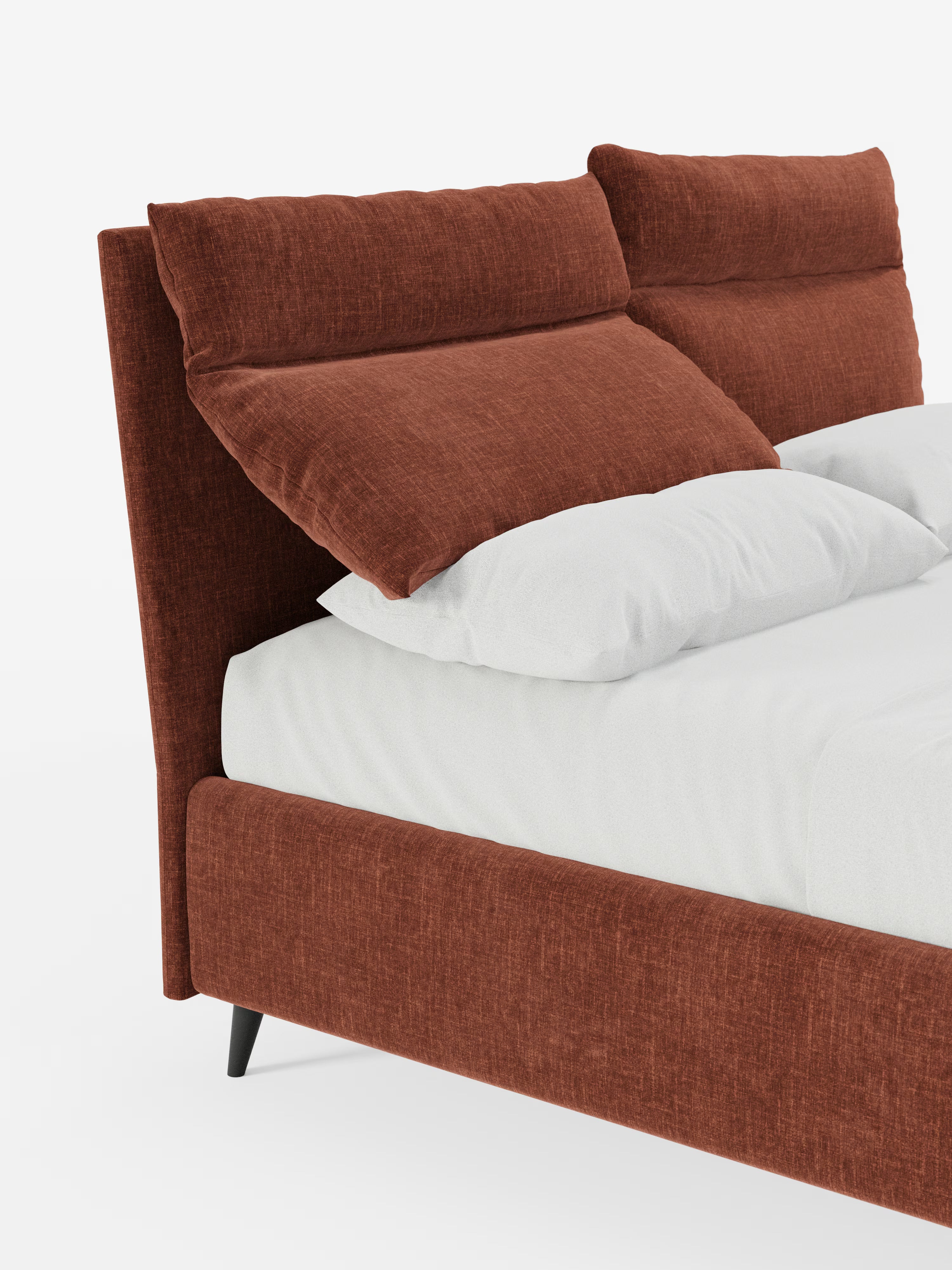 Jerry Upholstered storage bed with reclining cushions in stain-resistant chenille fabric Quick-Clean