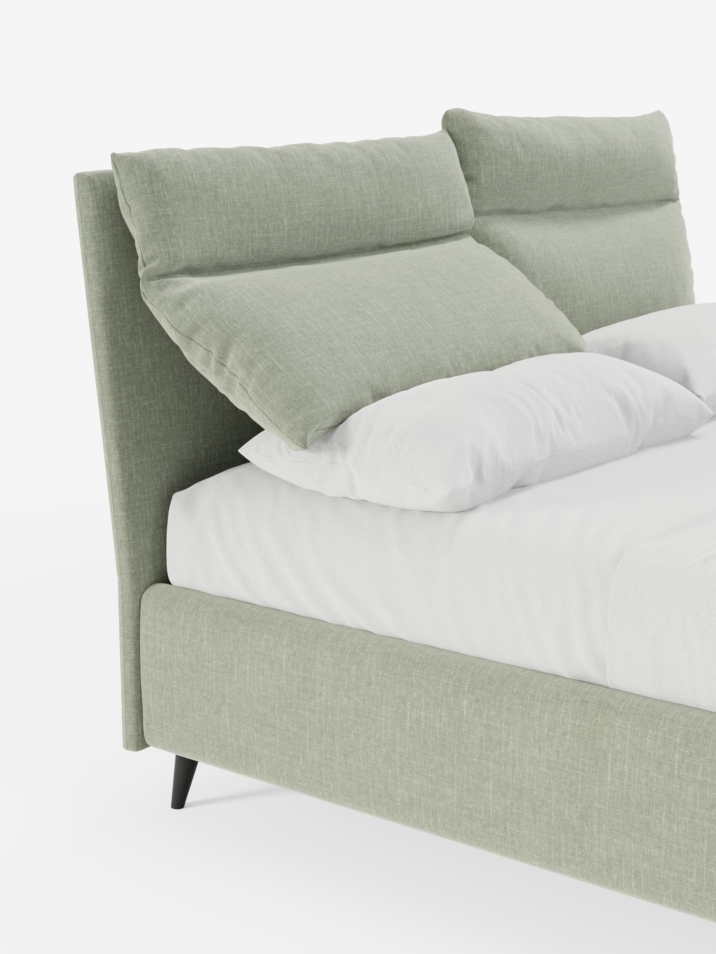 Jerry Upholstered storage bed with reclining cushions in stain-resistant chenille fabric Quick-Clean
