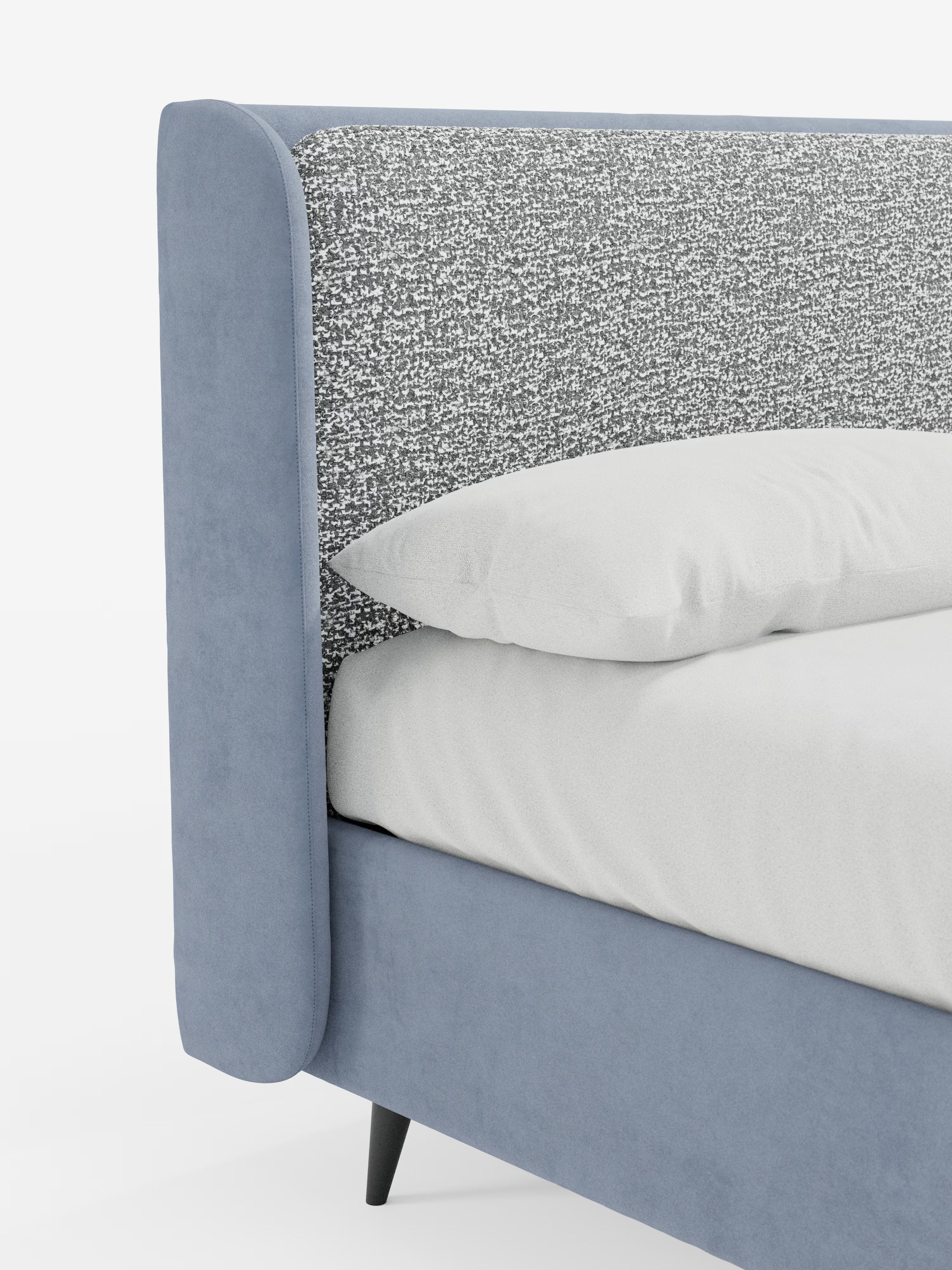 Nadine Cama con canapé tapizada de doble tejido Magnolia Bouclé y Jazz microfibra antimanchas