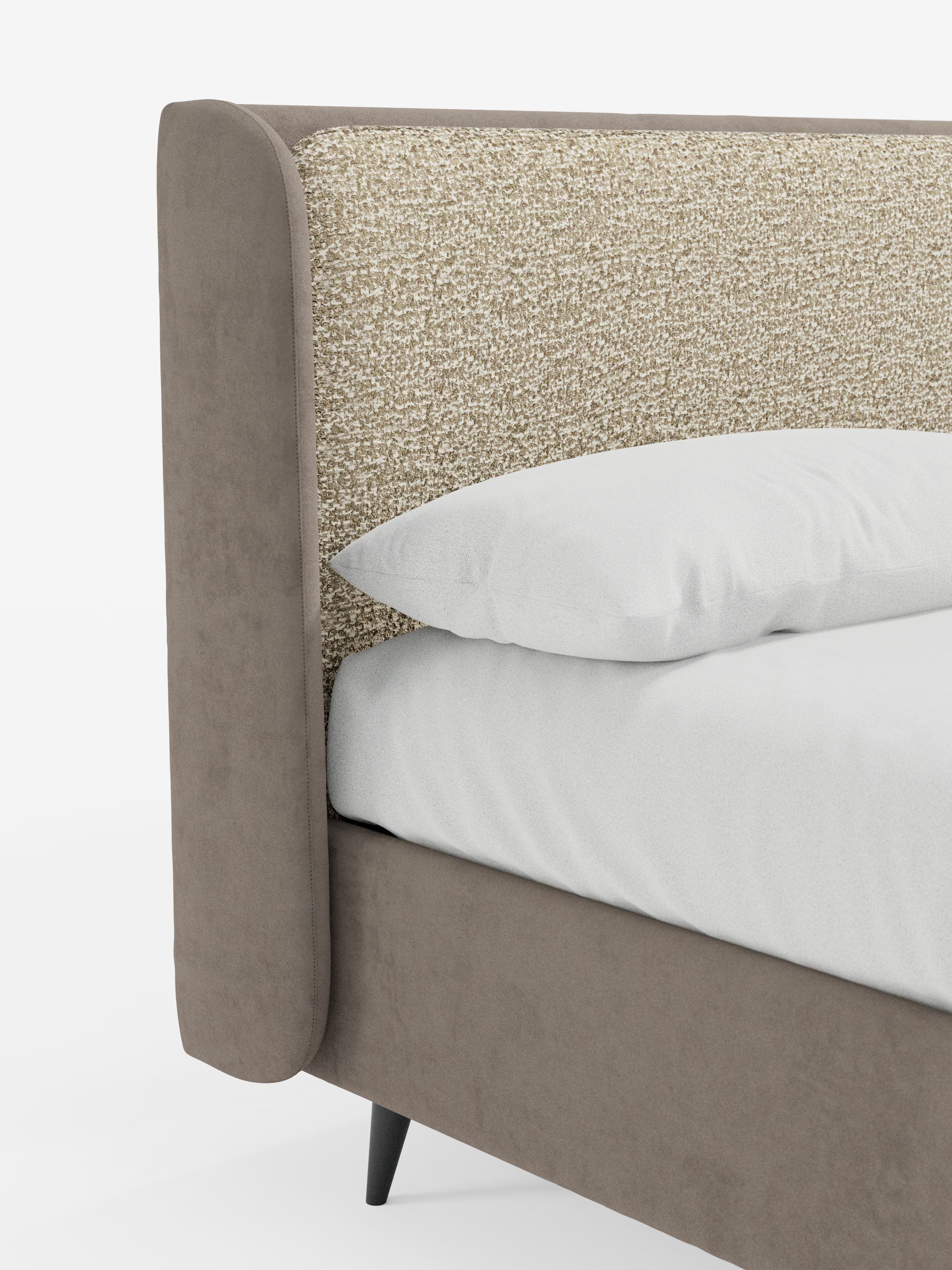 Nadine Cama con canapé tapizada de doble tejido Magnolia Bouclé y Jazz microfibra antimanchas