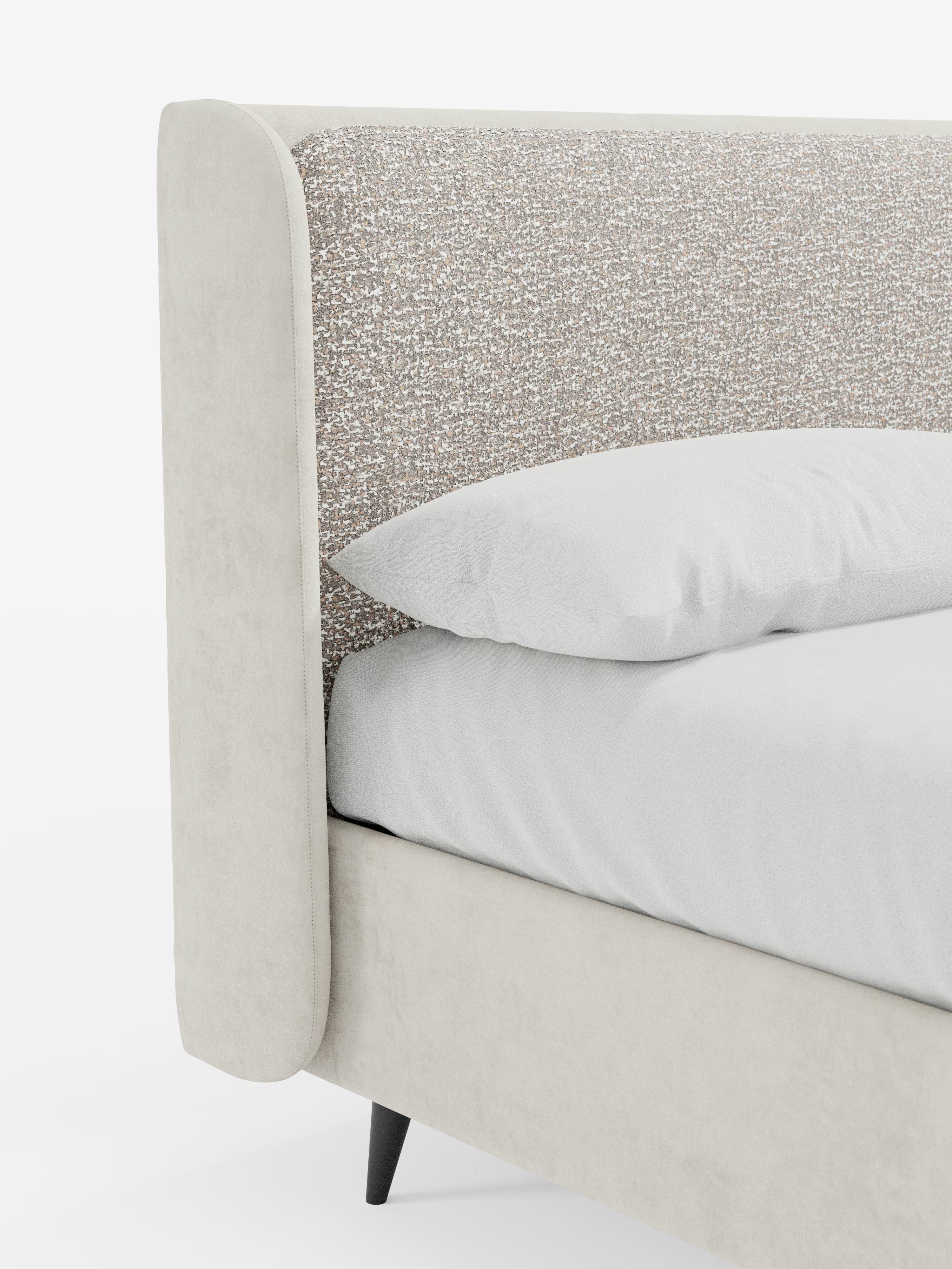 Nadine Cama con canapé tapizada de doble tejido Magnolia Bouclé y Jazz microfibra antimanchas