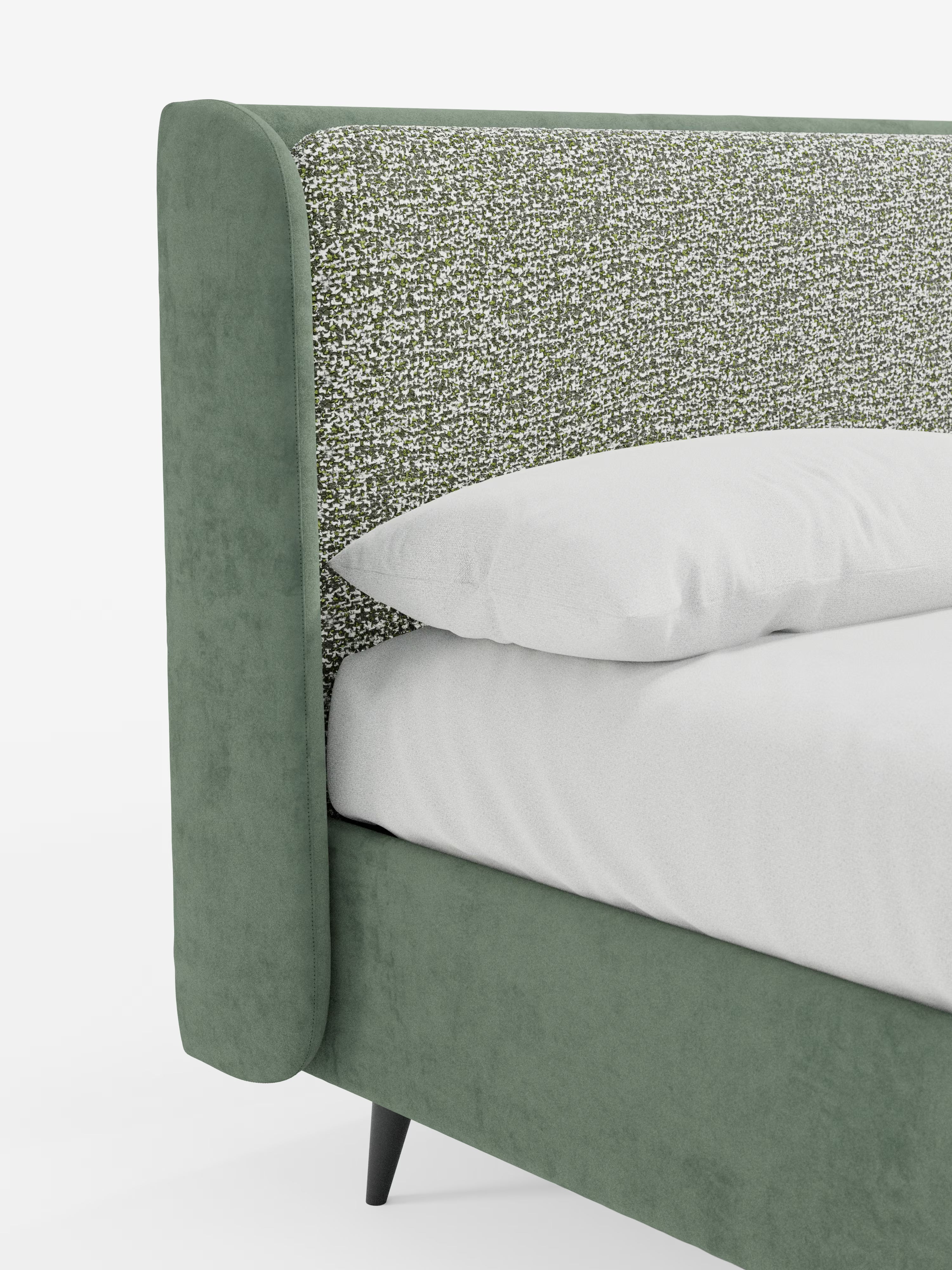 Nadine Cama con canapé tapizada de doble tejido Magnolia Bouclé y Jazz microfibra antimanchas