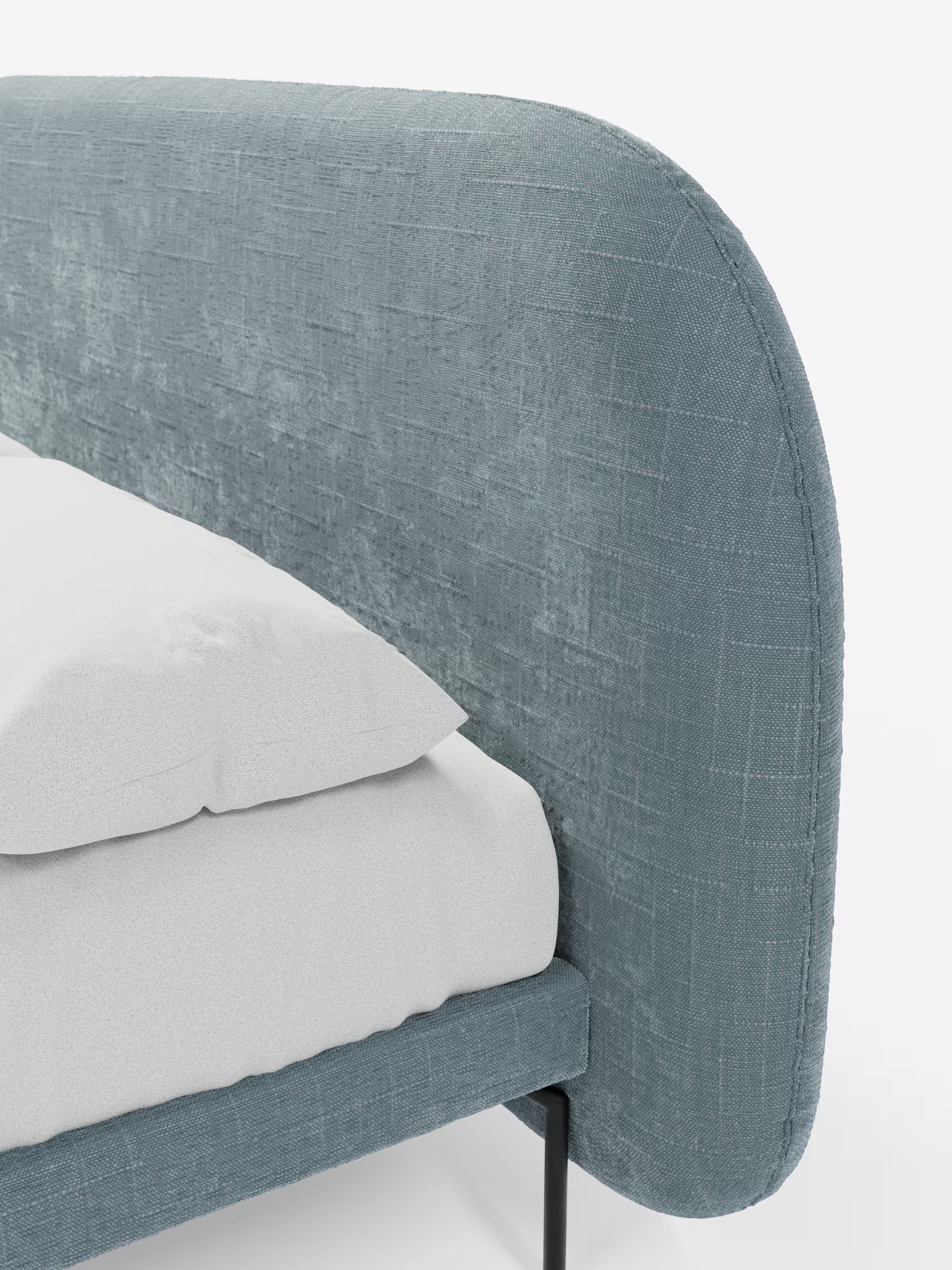 Soleil Cama acolchada de diseño con patas de metal y tejido jacquard antimanchas