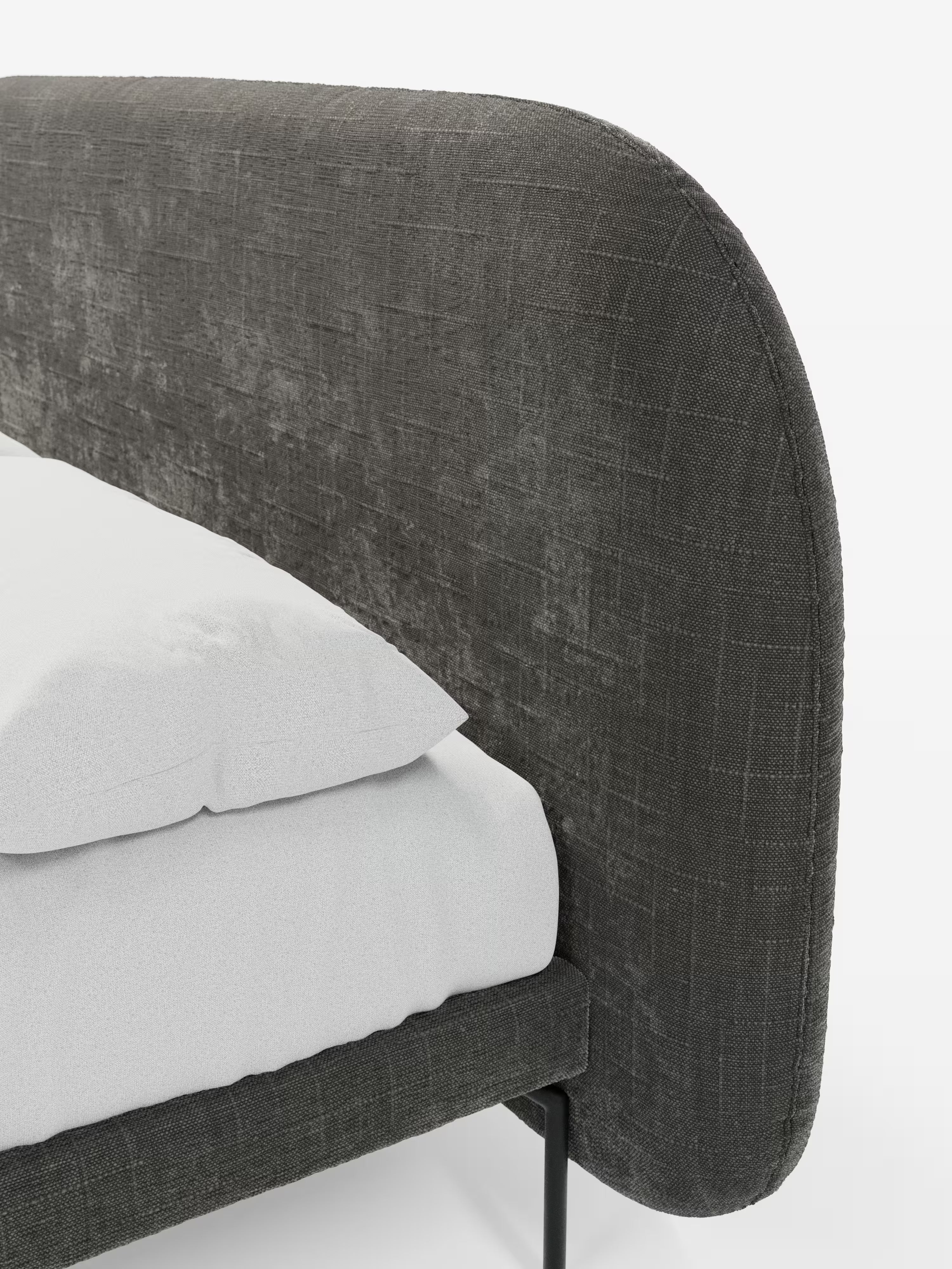 Soleil Cama acolchada de diseño con patas de metal y tejido jacquard antimanchas