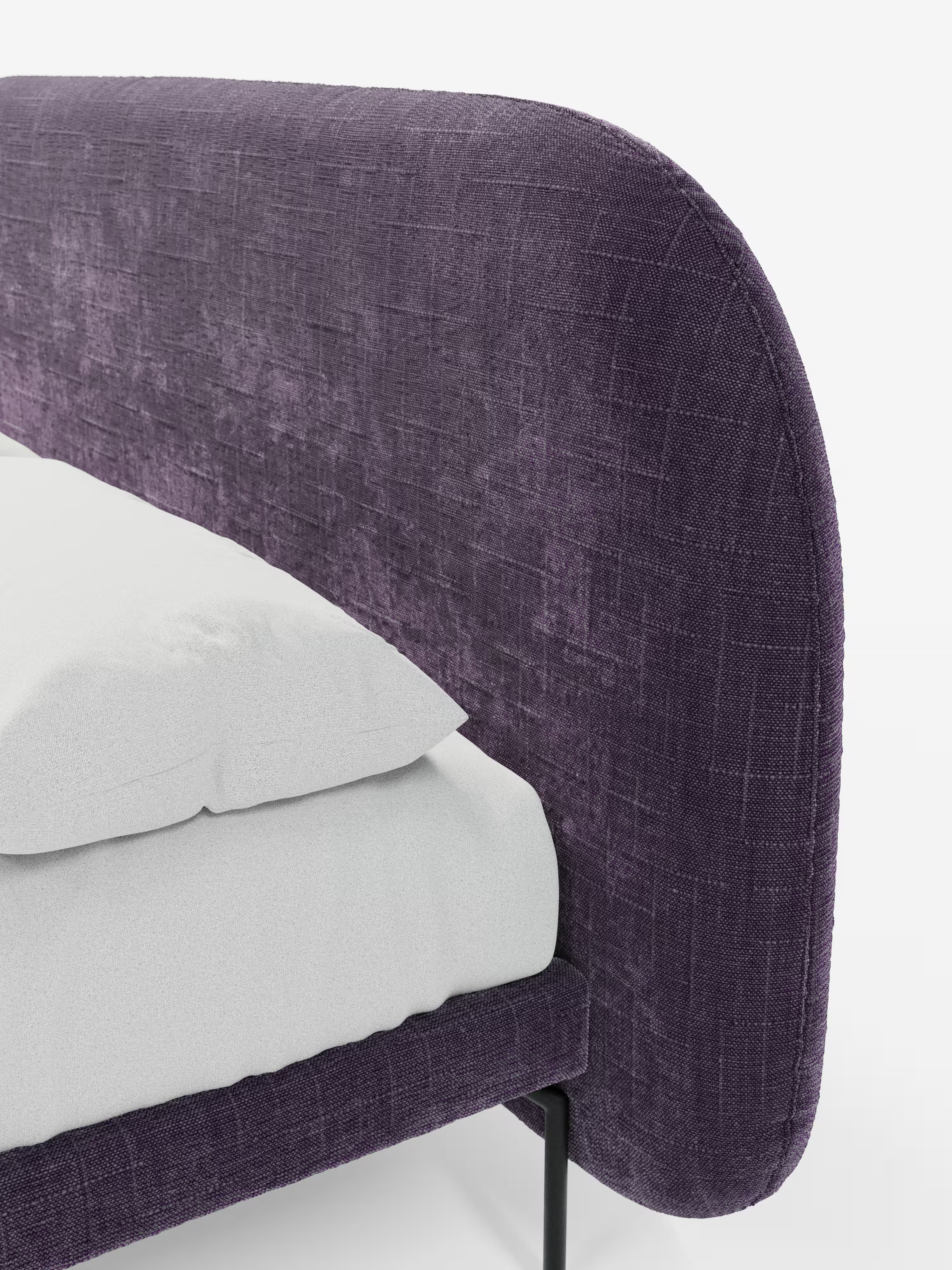 Soleil Cama acolchada de diseño con patas de metal y tejido jacquard antimanchas