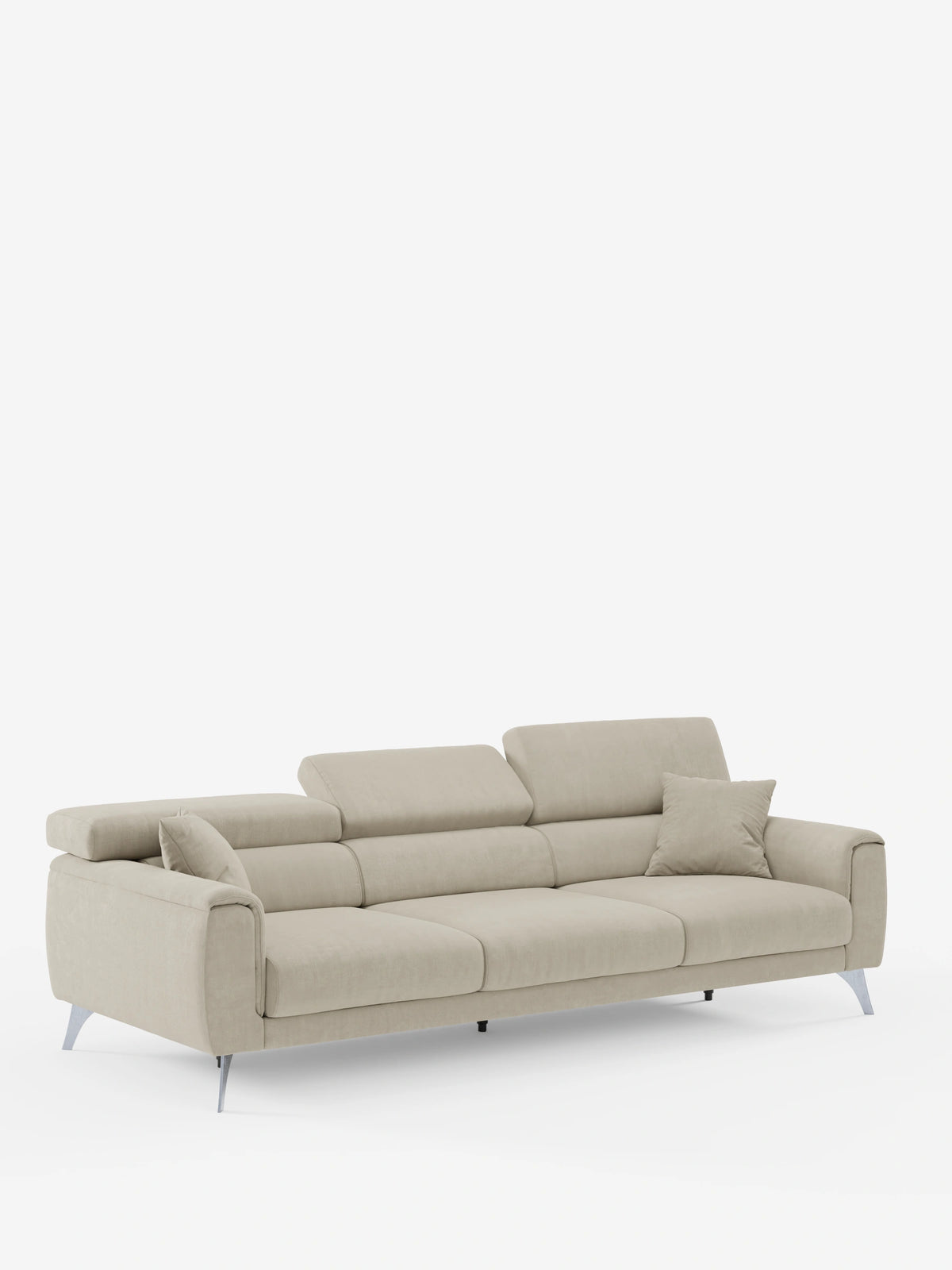 Caravaggio Sofa für 4 Personen mit drei ausziehbaren Sitzen und verstellbaren Kopfstützen aus fleckenabweisendem Stoff