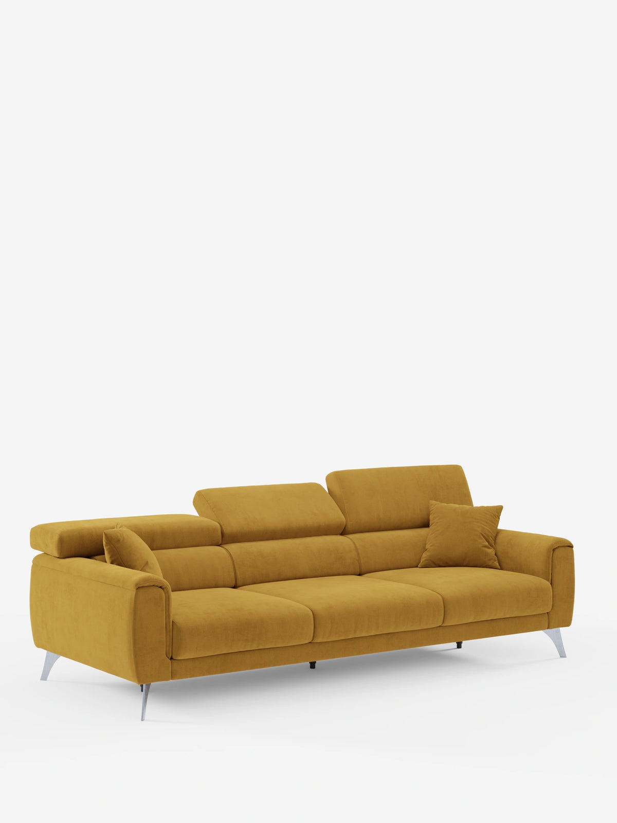 Caravaggio Sofa für 4 Personen mit drei ausziehbaren Sitzen und verstellbaren Kopfstützen aus fleckenabweisendem Stoff