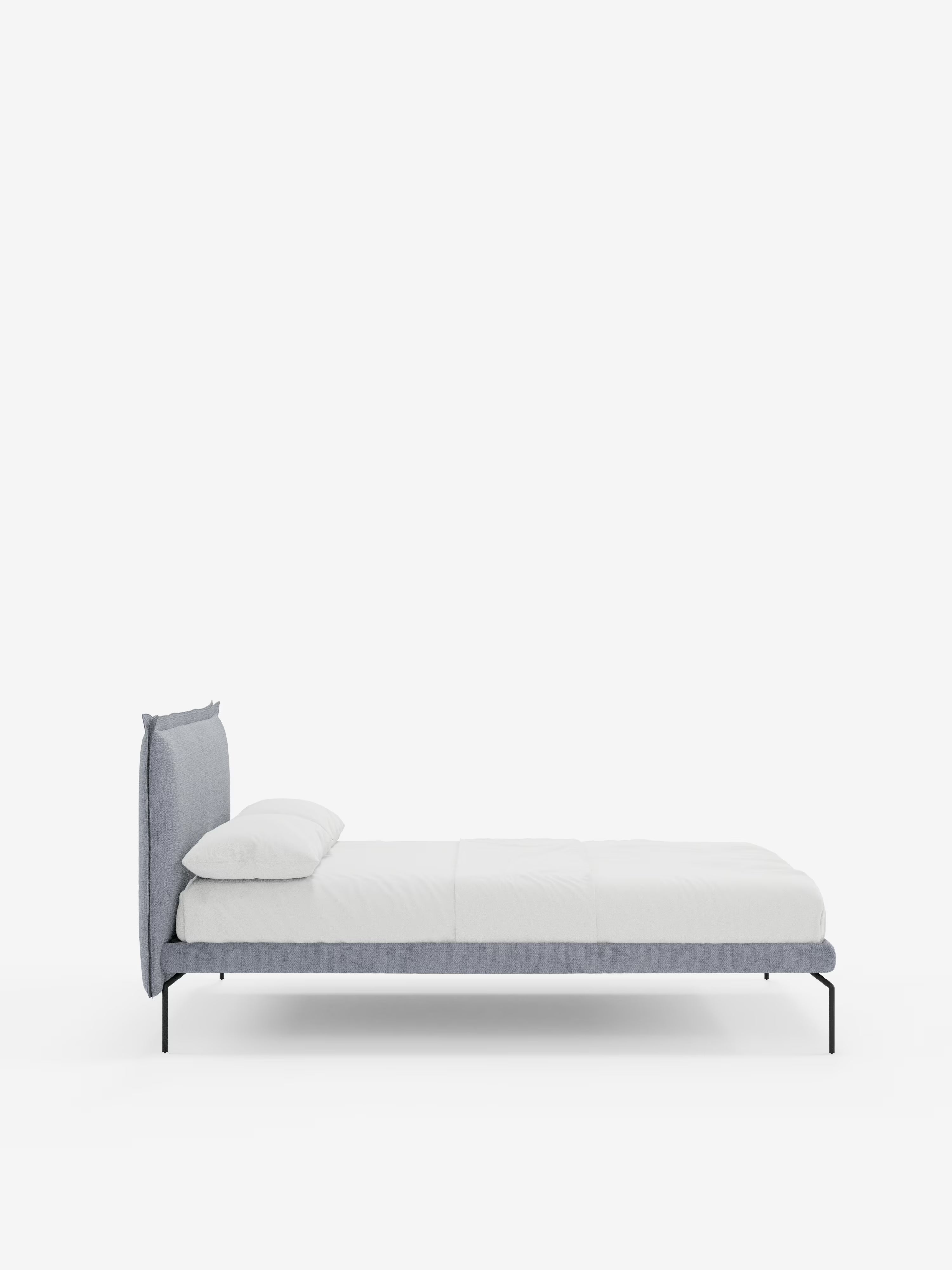 Eric Upholstered removable cover bed with steel legs in stain-resistant fabric