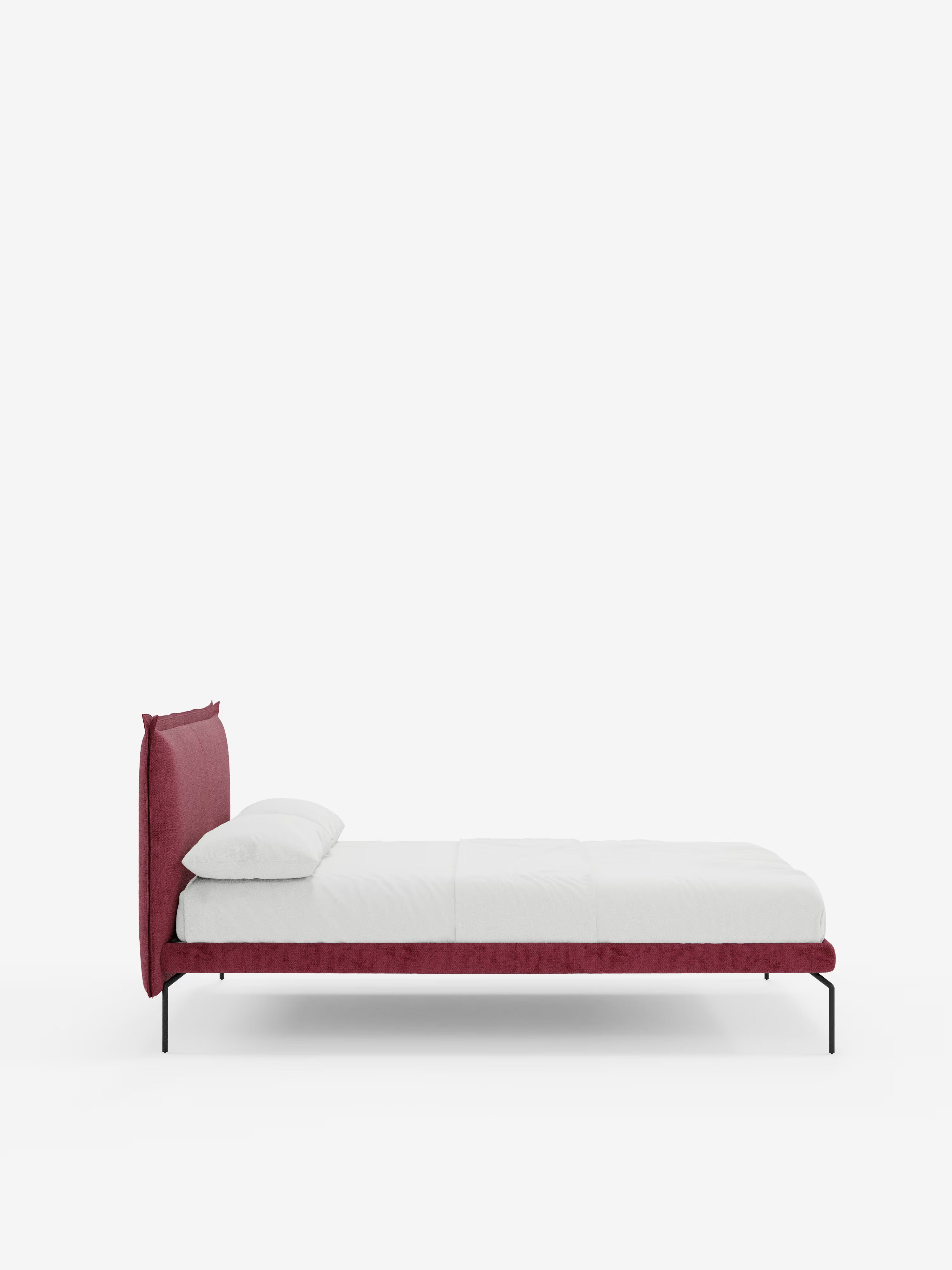 Eric Upholstered removable cover bed with steel legs in stain-resistant fabric
