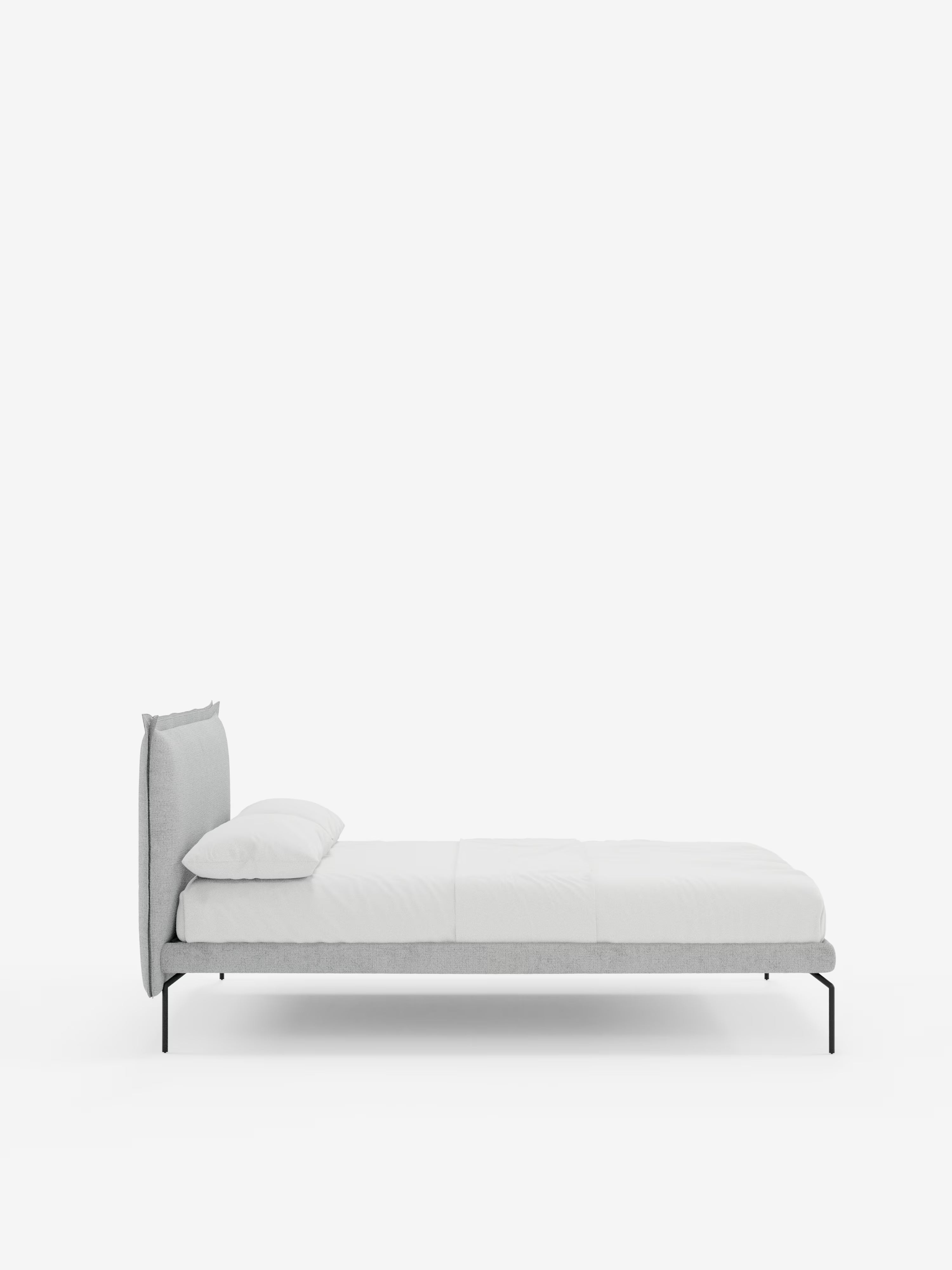 Eric Upholstered removable cover bed with steel legs in stain-resistant fabric