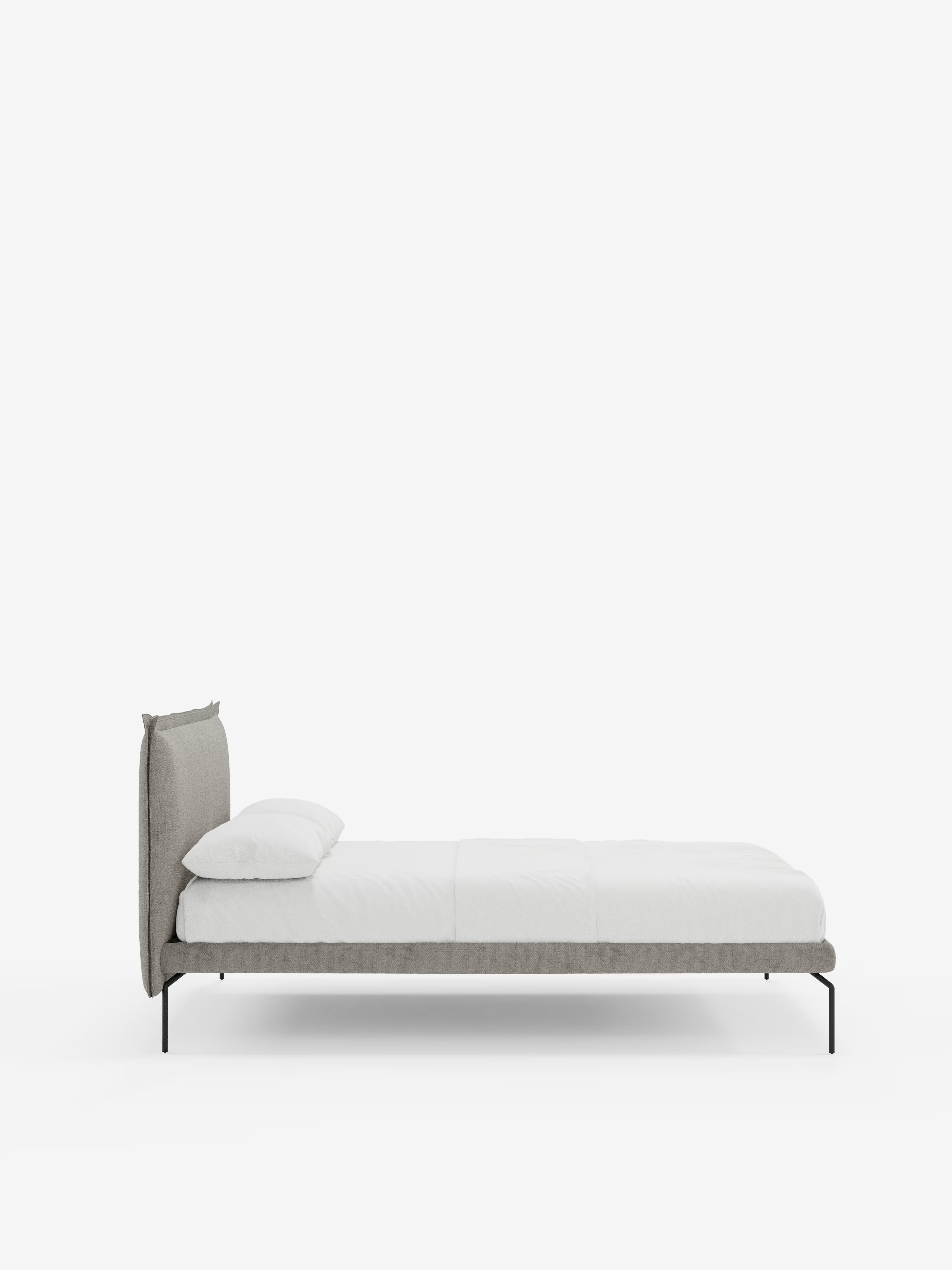 Eric Upholstered removable cover bed with steel legs in stain-resistant fabric