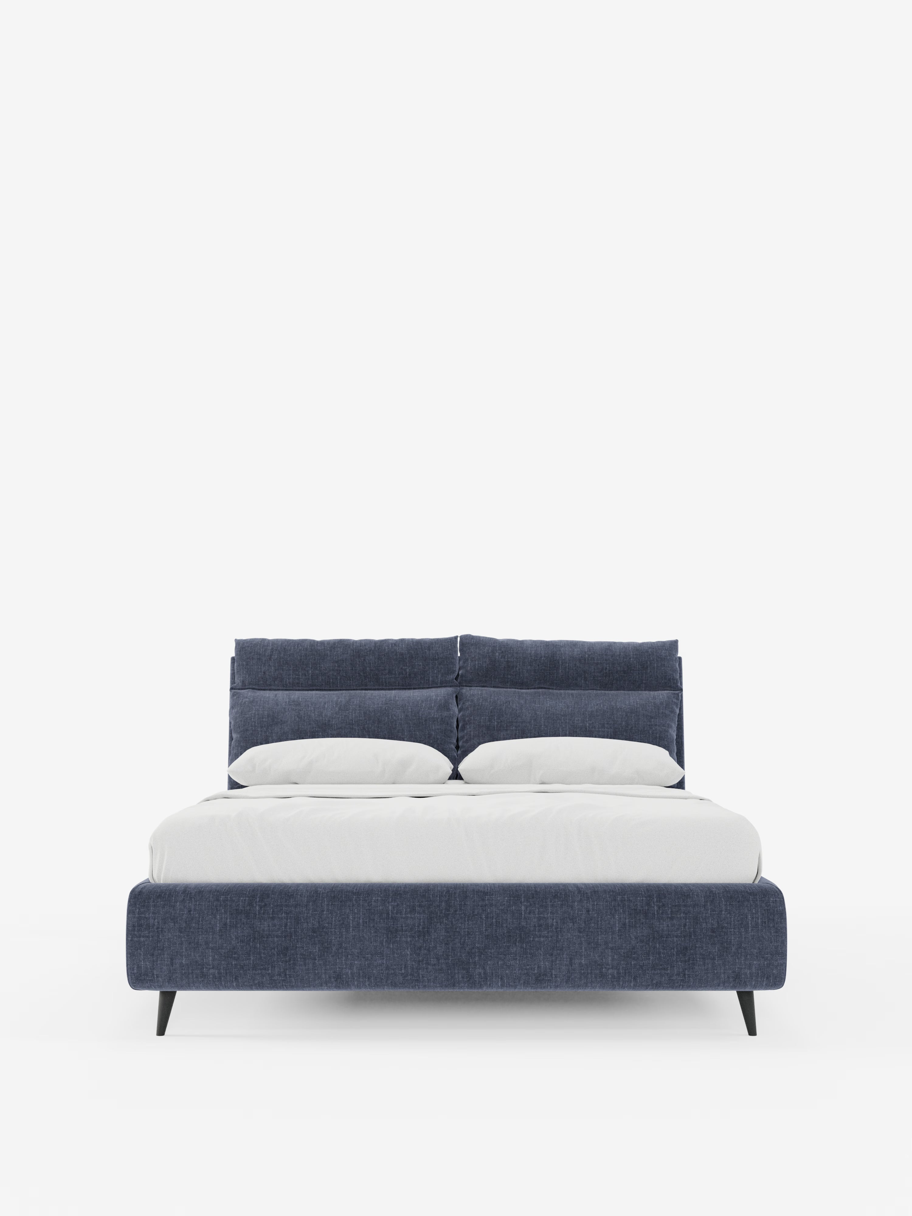 Jerry Upholstered storage bed with reclining cushions in stain-resistant chenille fabric Quick-Clean