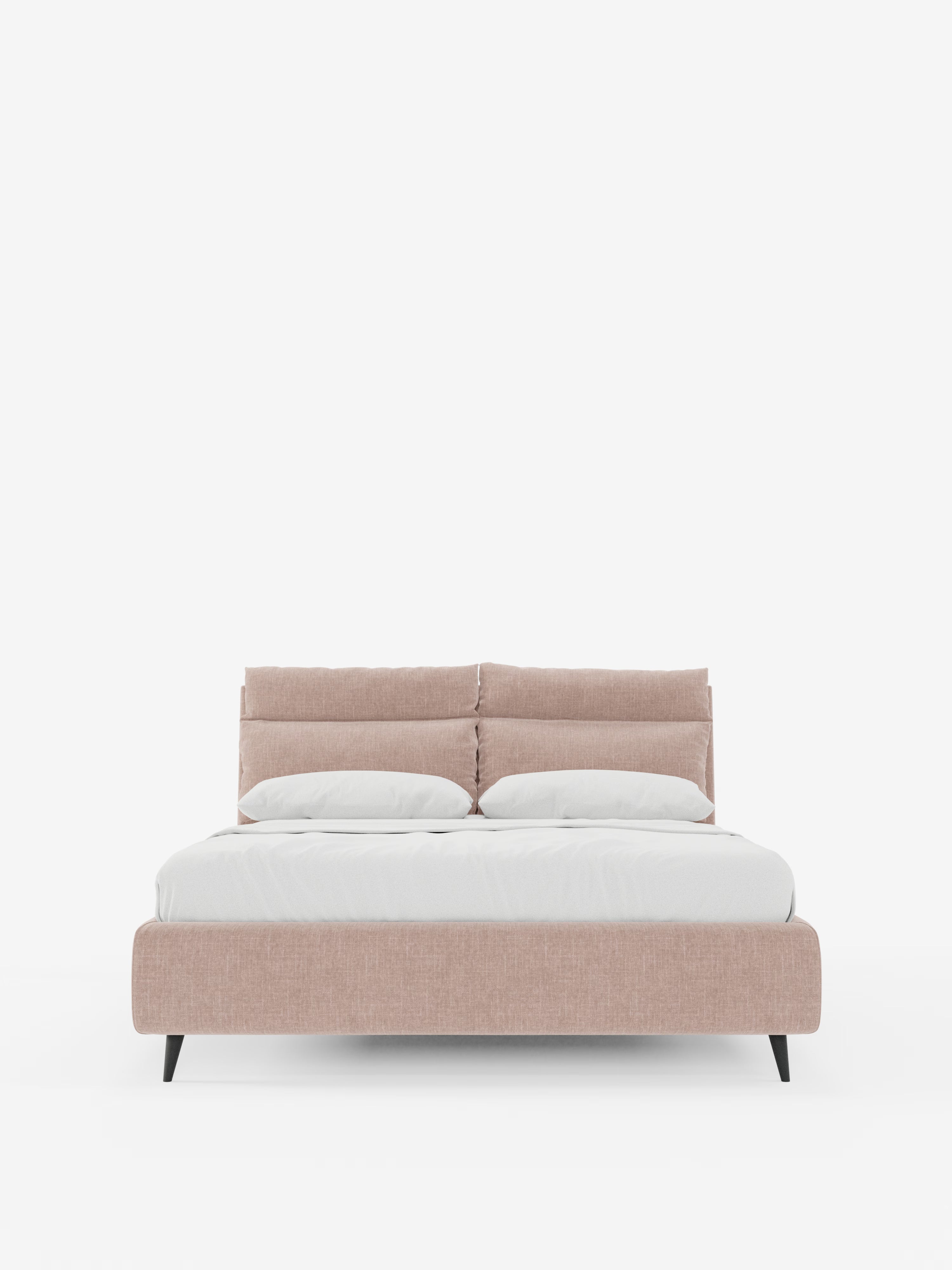 Jerry Upholstered storage bed with reclining cushions in stain-resistant chenille fabric Quick-Clean