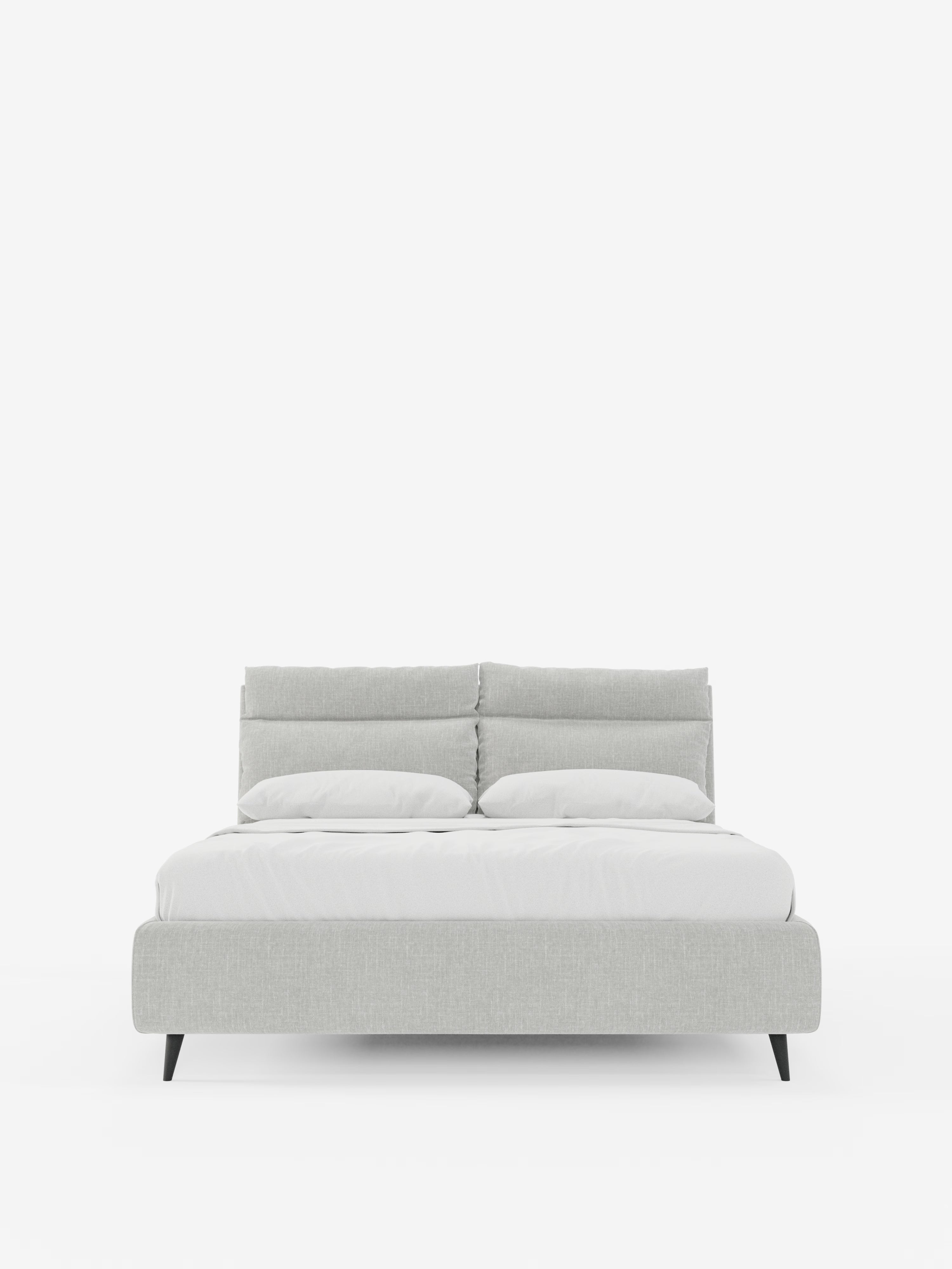 Jerry Upholstered storage bed with reclining cushions in stain-resistant chenille fabric Quick-Clean