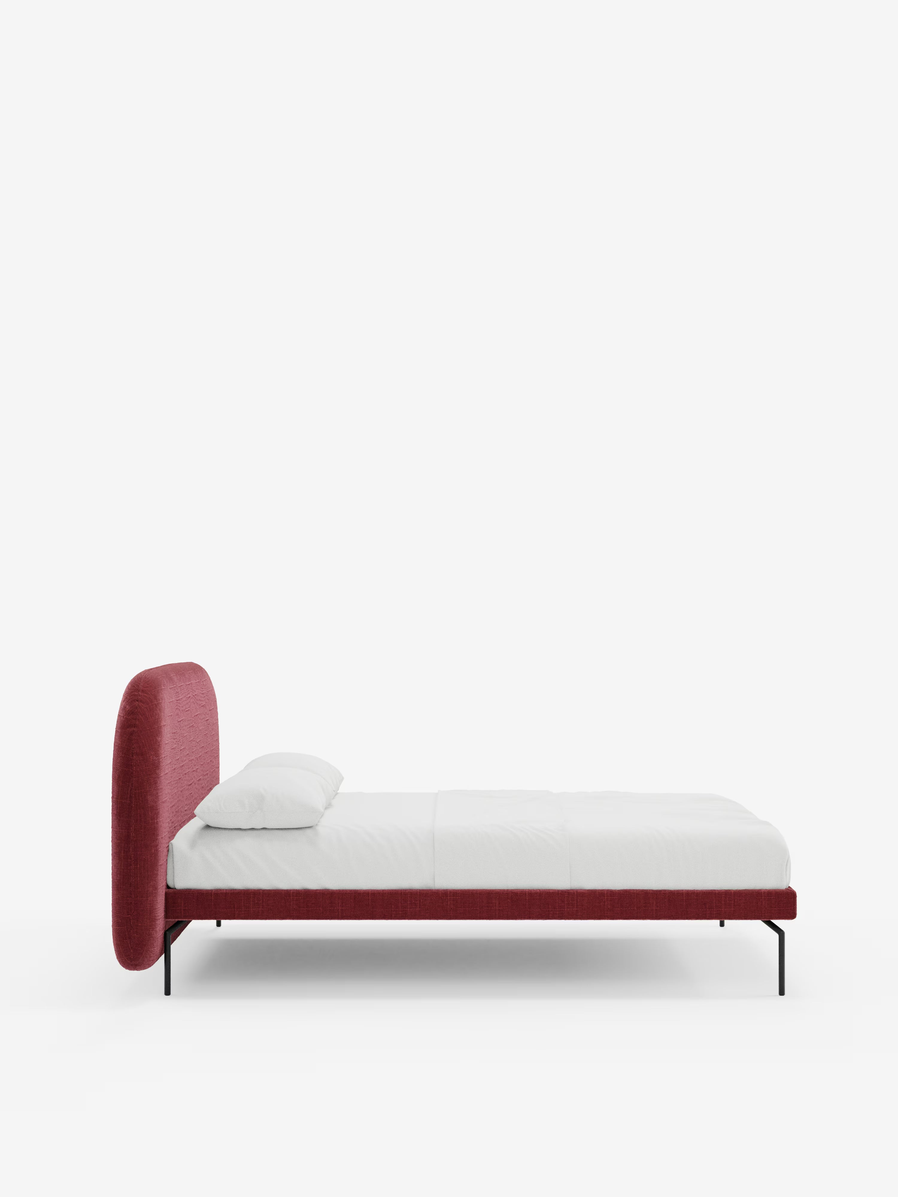 Soleil Cama acolchada de diseño con patas de metal y tejido jacquard antimanchas