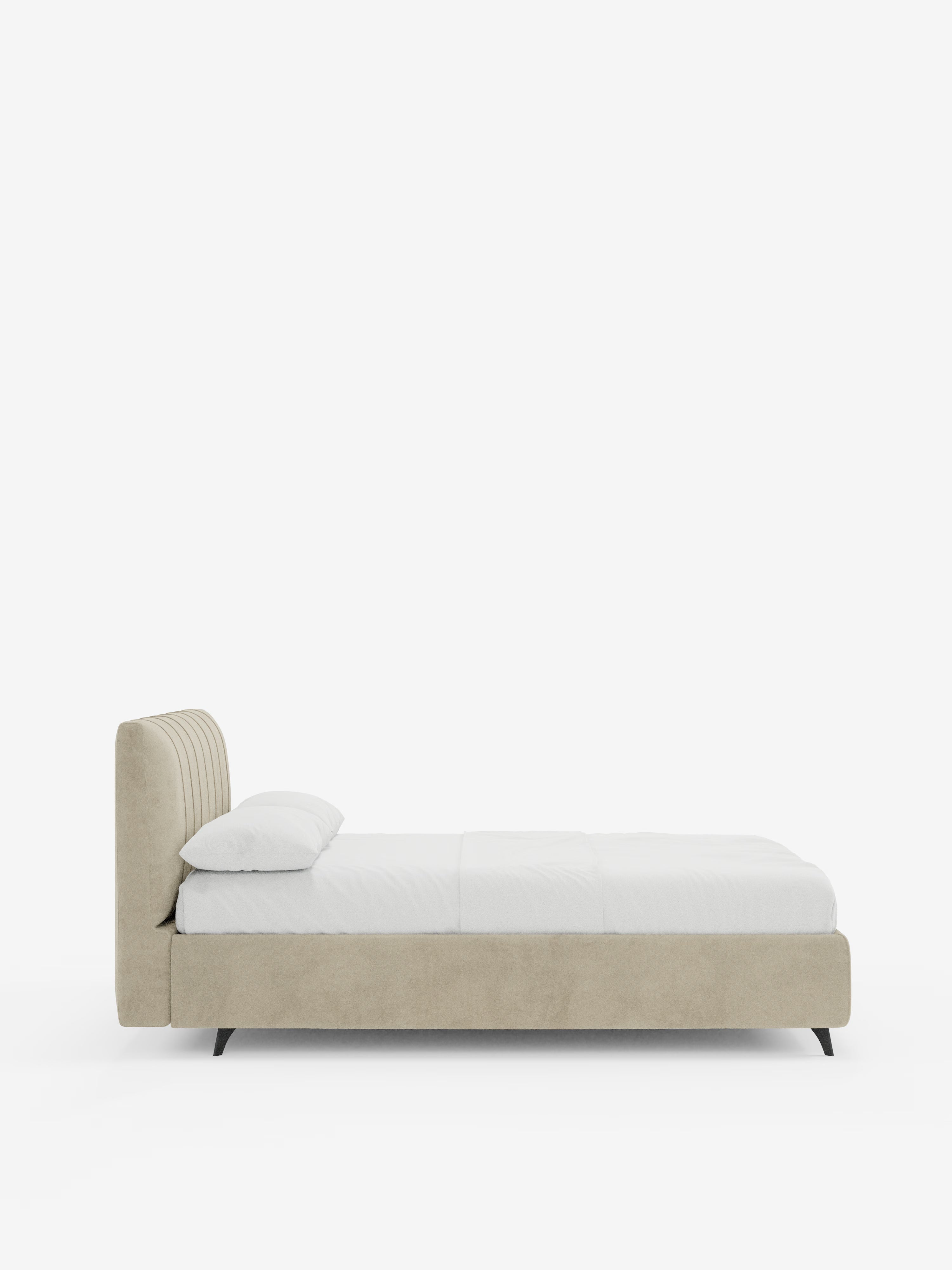 Bogart Modern double storage bed in stain-resistant microfiber, removable cover, and spacious compartment